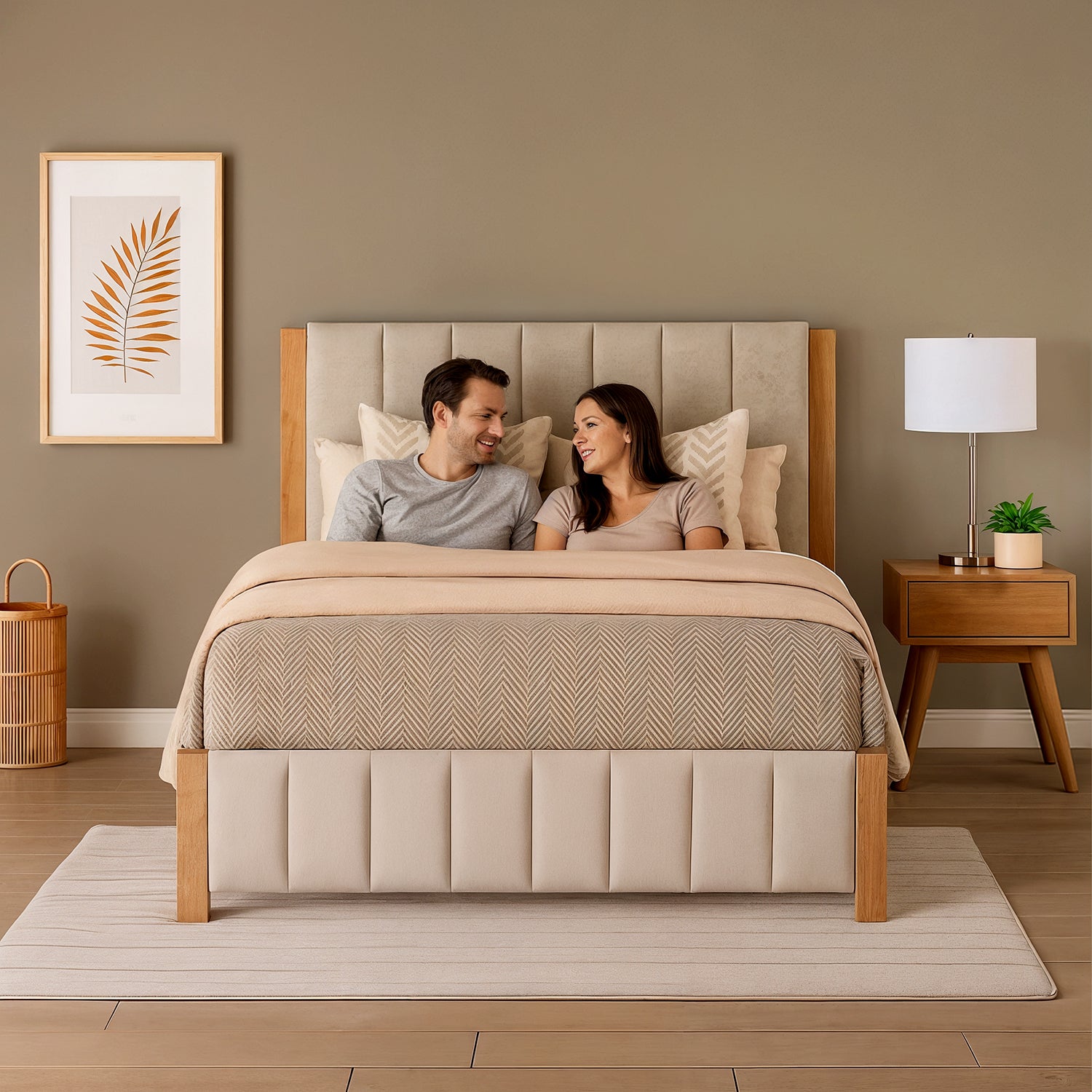 Cama Doble Nepal Eurolino Beige, Natural