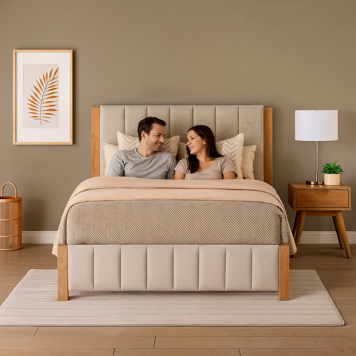 Cama Doble Nepal Eurolino Beige, Natural