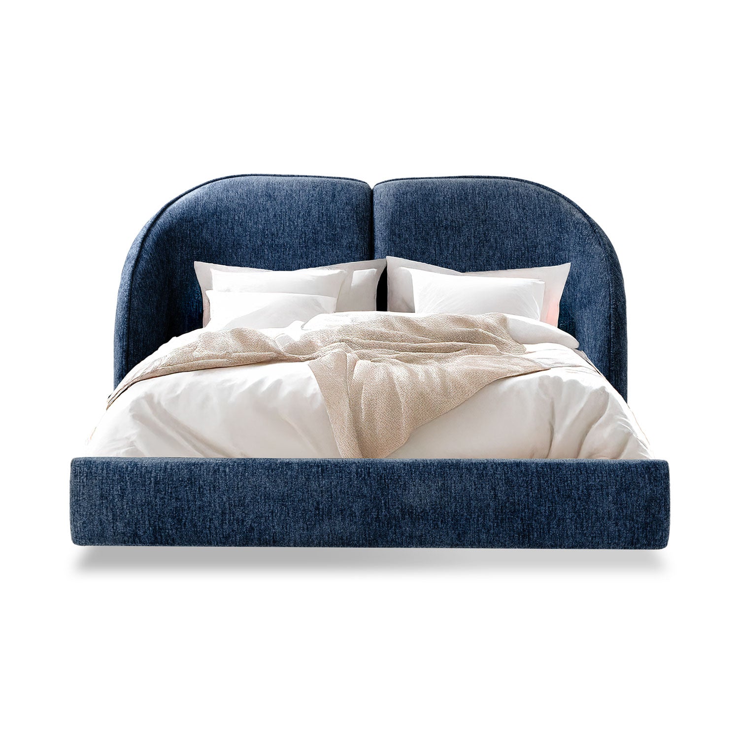 Cama Doble Sienna Microfibra Dossier Navy