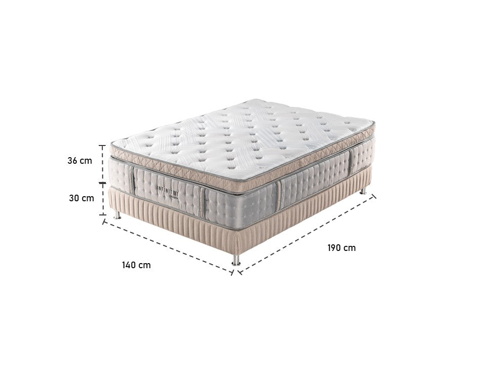 Colchón Doble Infinit Euro Top 140x190 (Garantia 20 años)+ Somier Energy Beige