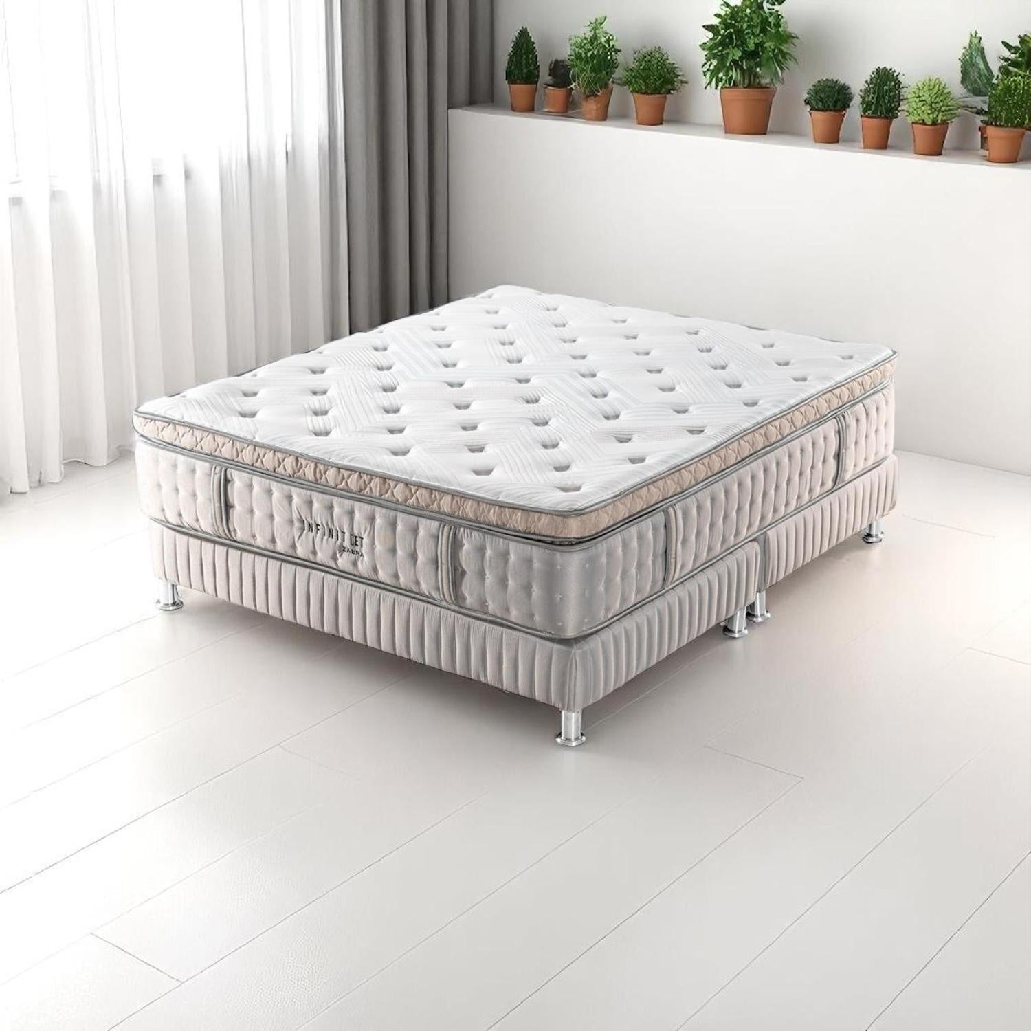 Colchón Doble Infinit Euro Top 140x190 (Garantia 20 años)+ Somier Energy Gris Par