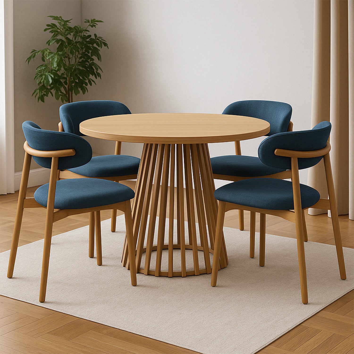 Comedor 4 Puestos Palermo Azul, Natural