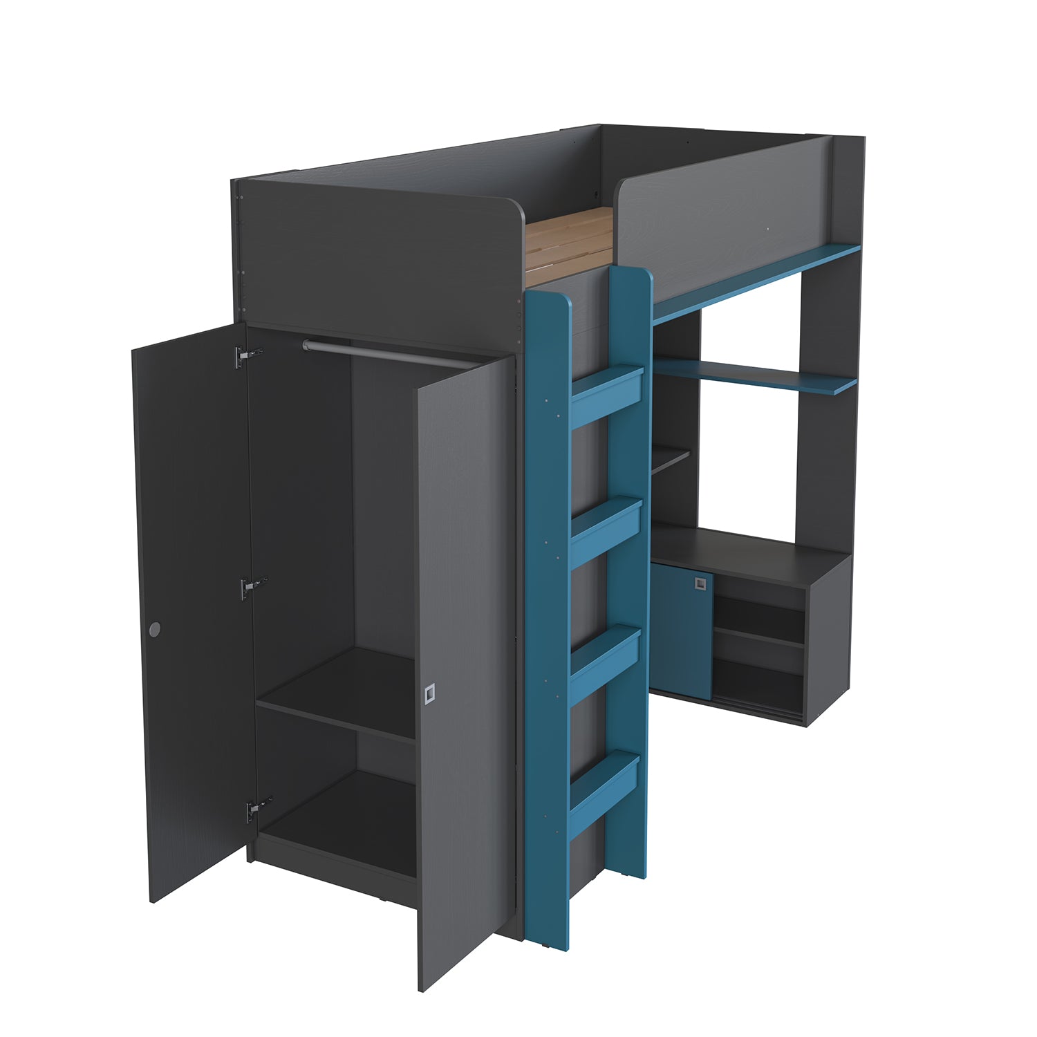 Cama Multifuncional 0.90 Axel Gris, Azul