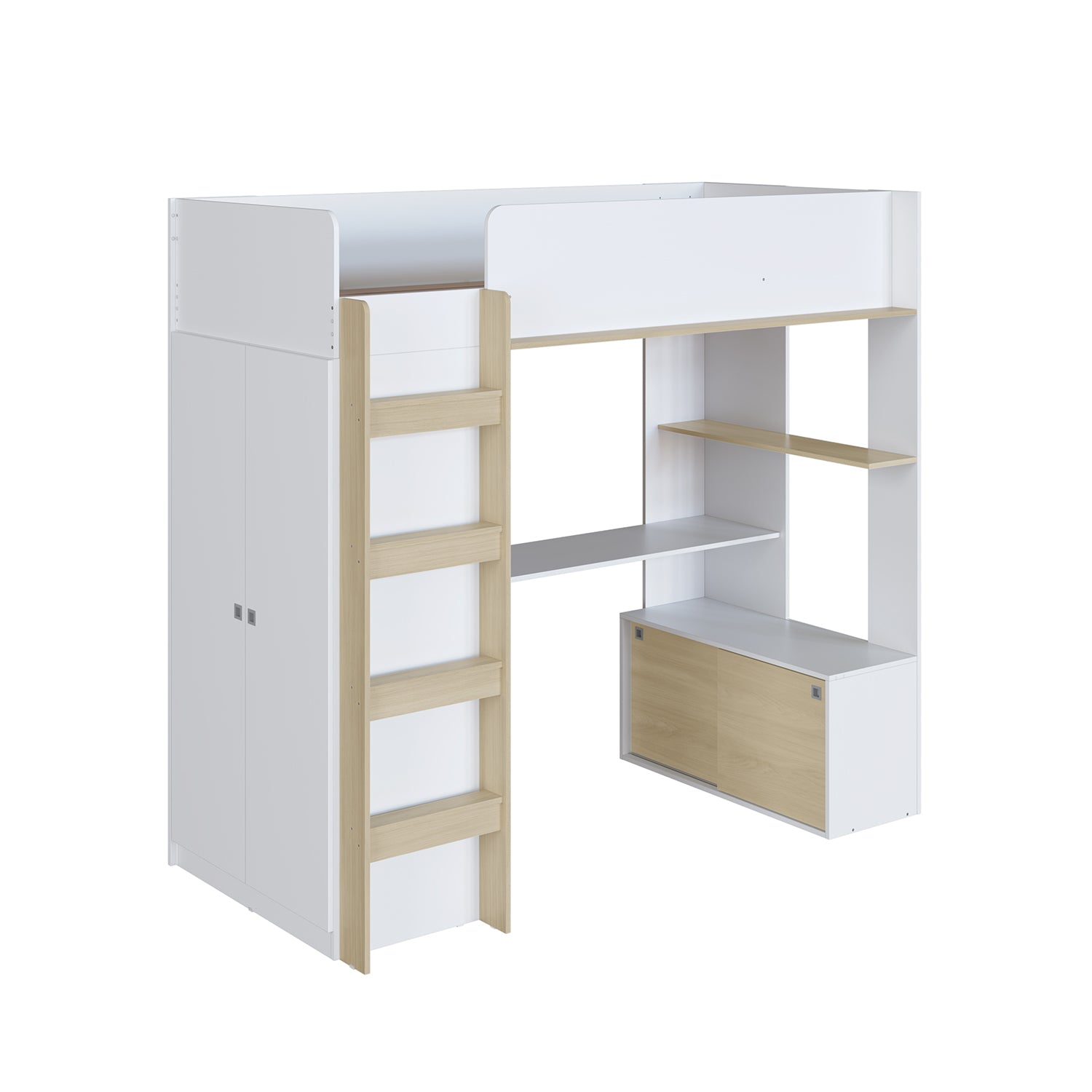 Cama Multifuncional 0.90 Axel Blanco, Natural
