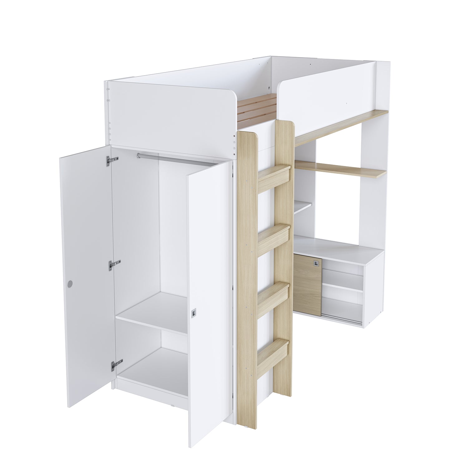 Cama Multifuncional 0.90 Axel Blanco, Natural