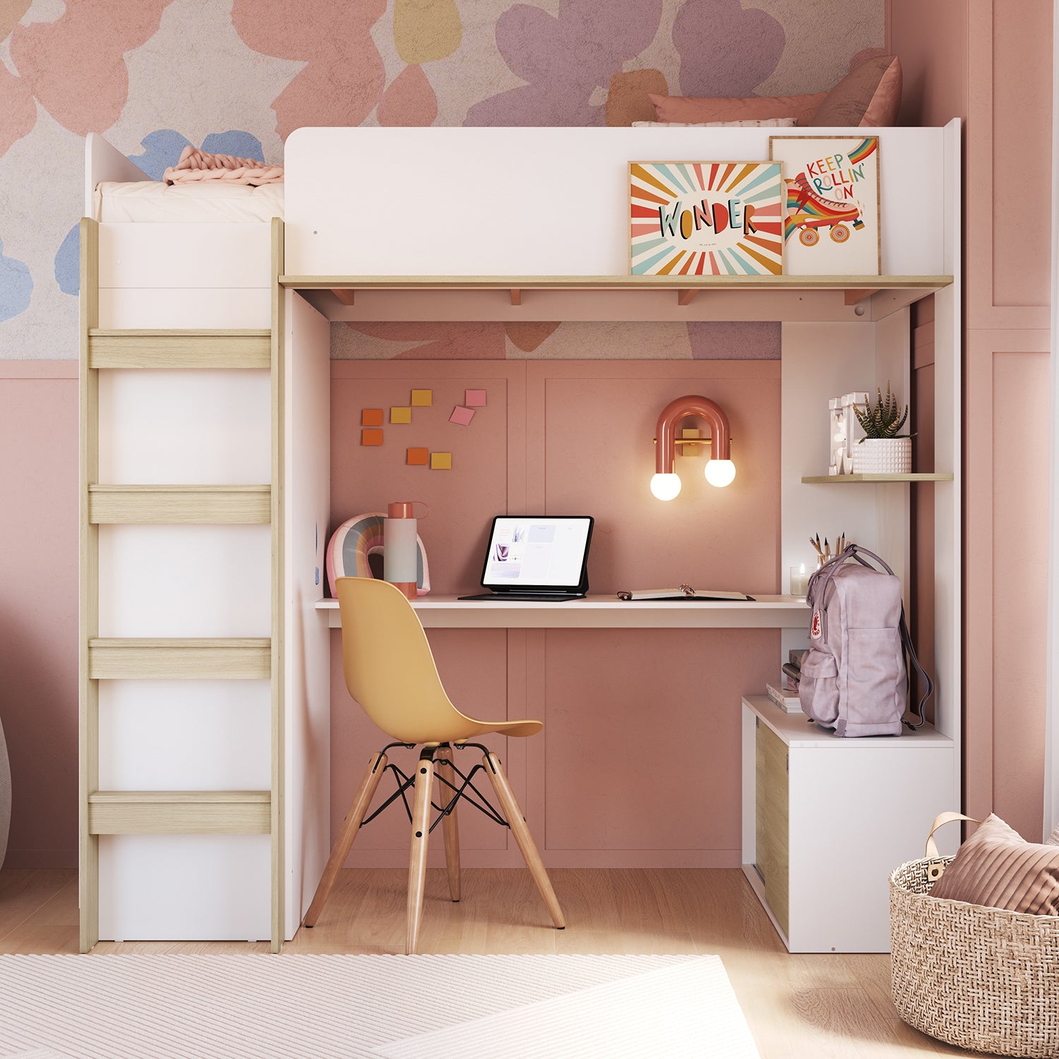 Cama Multifuncional 0.90 Axel Blanco, Natural