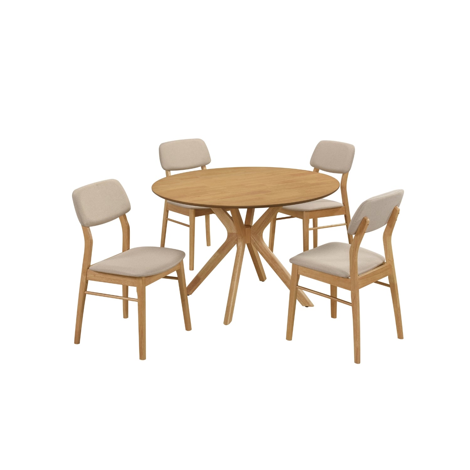 Comedor 4 Puestos Gales Circular Natural, Beige