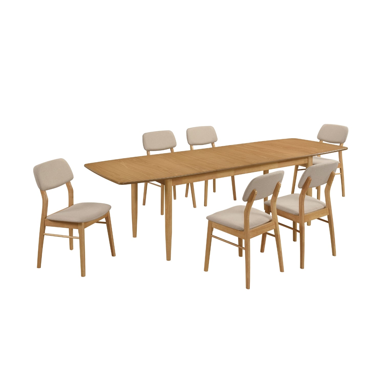 Comedor 6 Puestos Gales Natural, Beige Extensible
