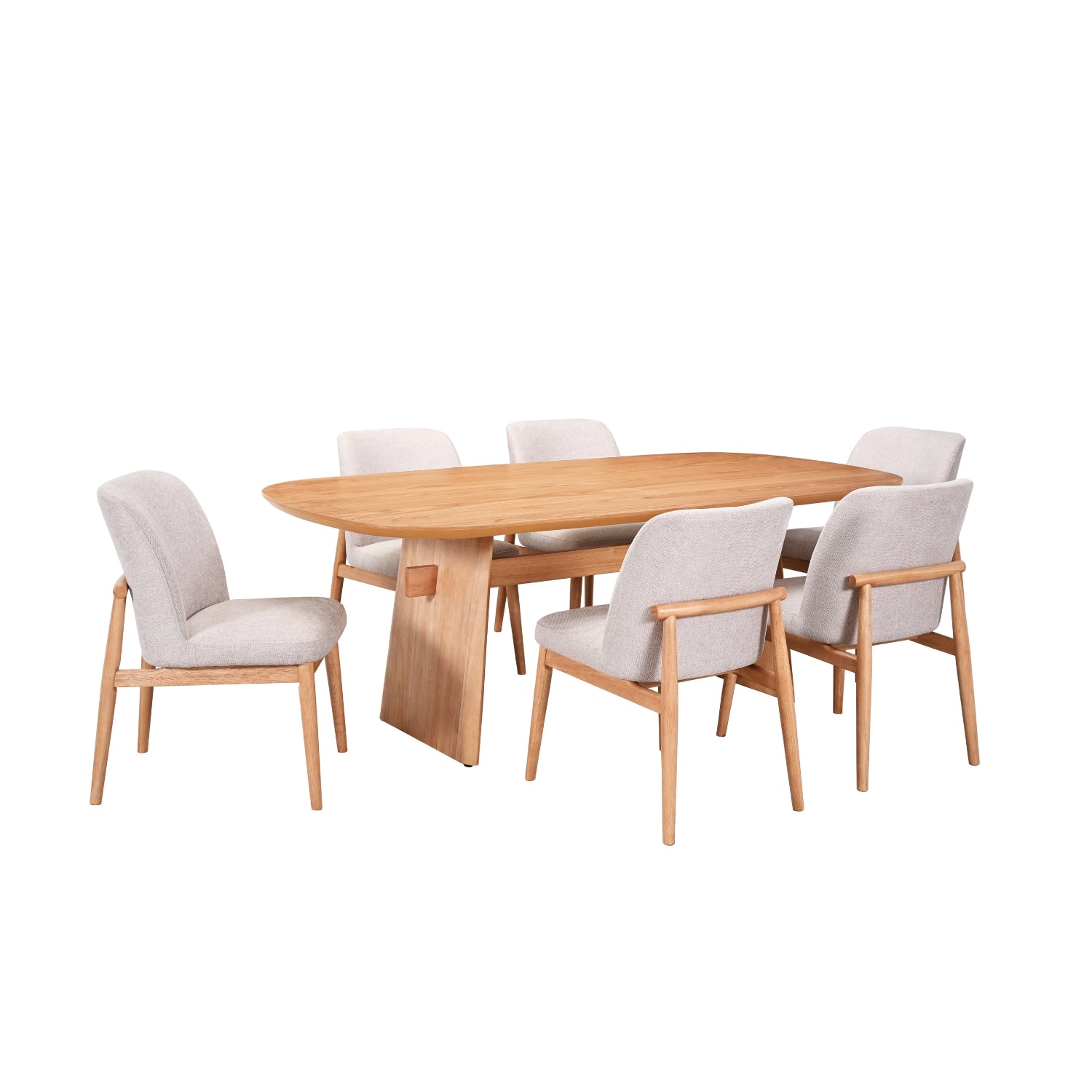 Comedor 6 Puestos Cameron Natural, Gris