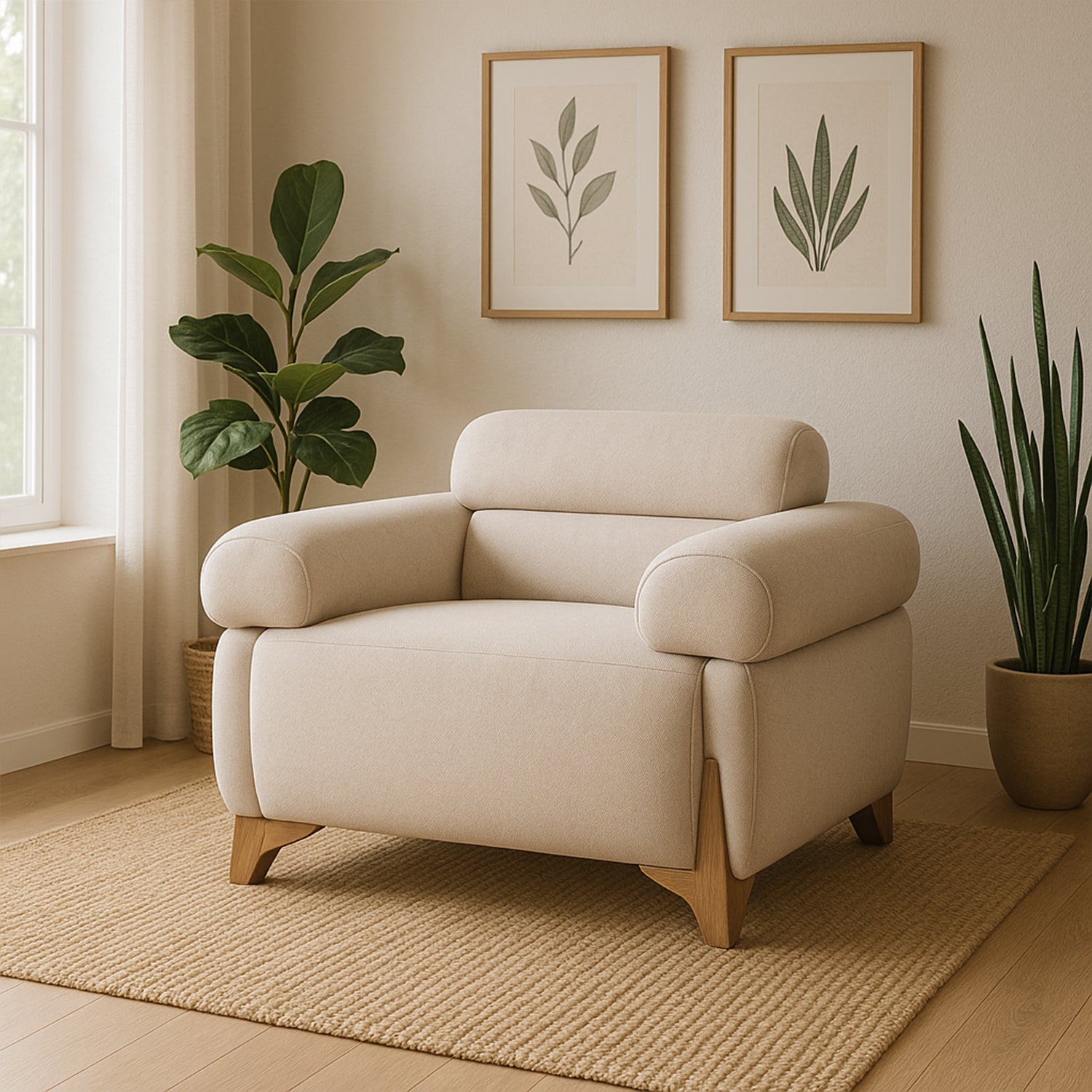 Poltrona Larisa Lino Logan Beige, Natural