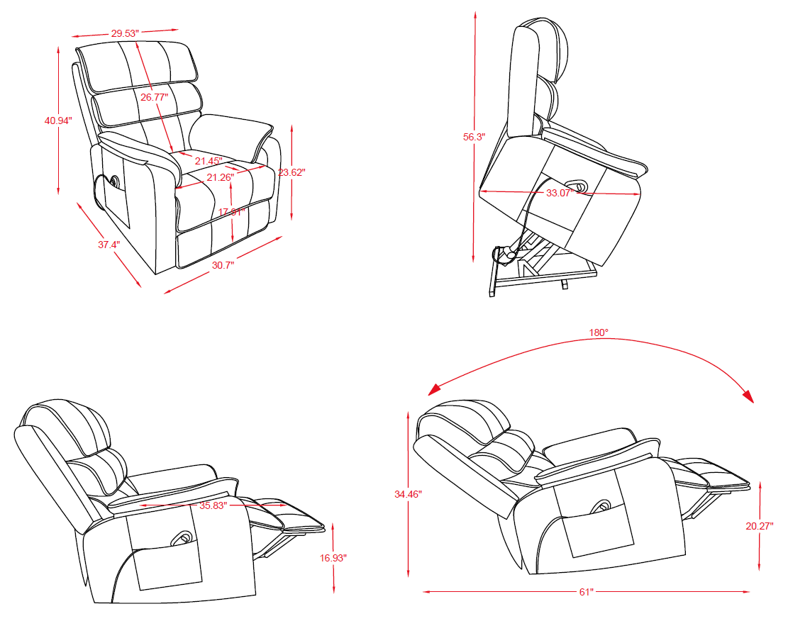Sillón Reclinable Evan Pana Gris
