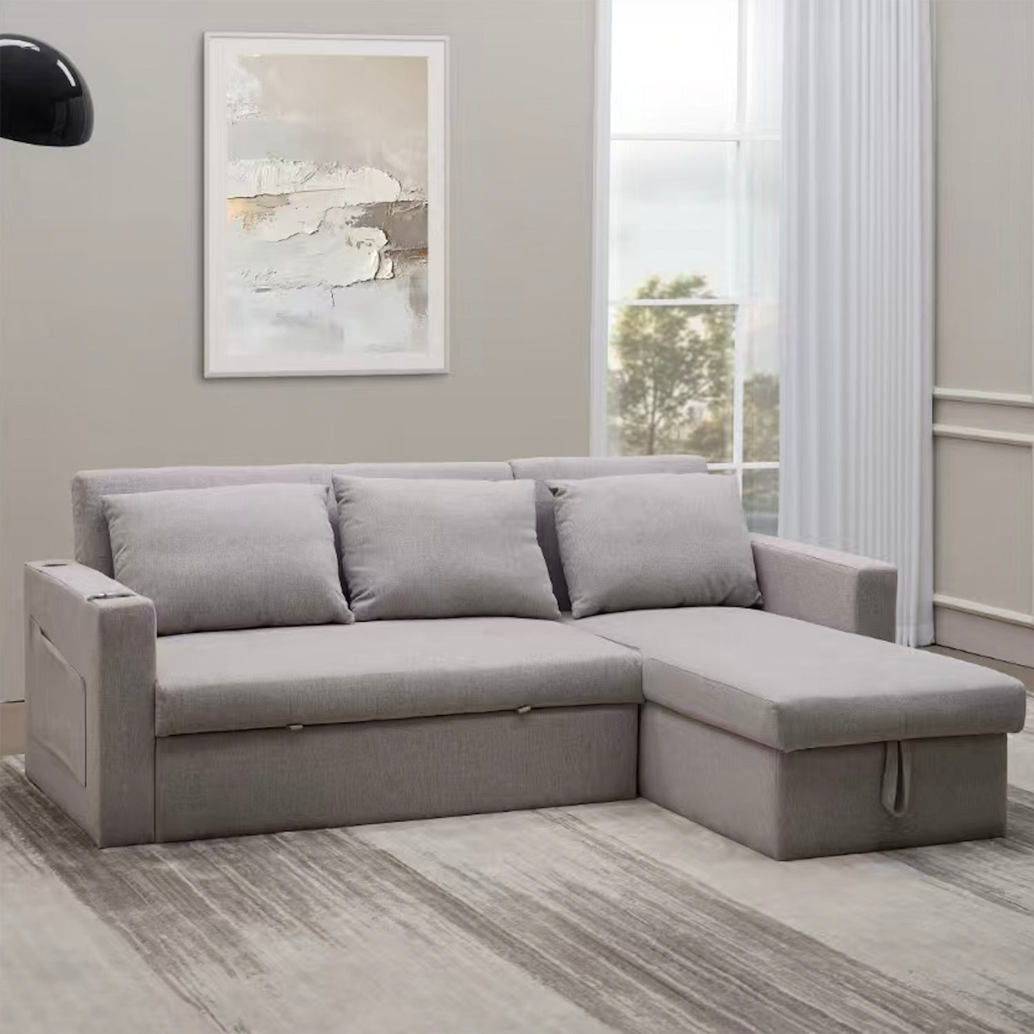 Sala Cama Zoe Lino Gris Plomo