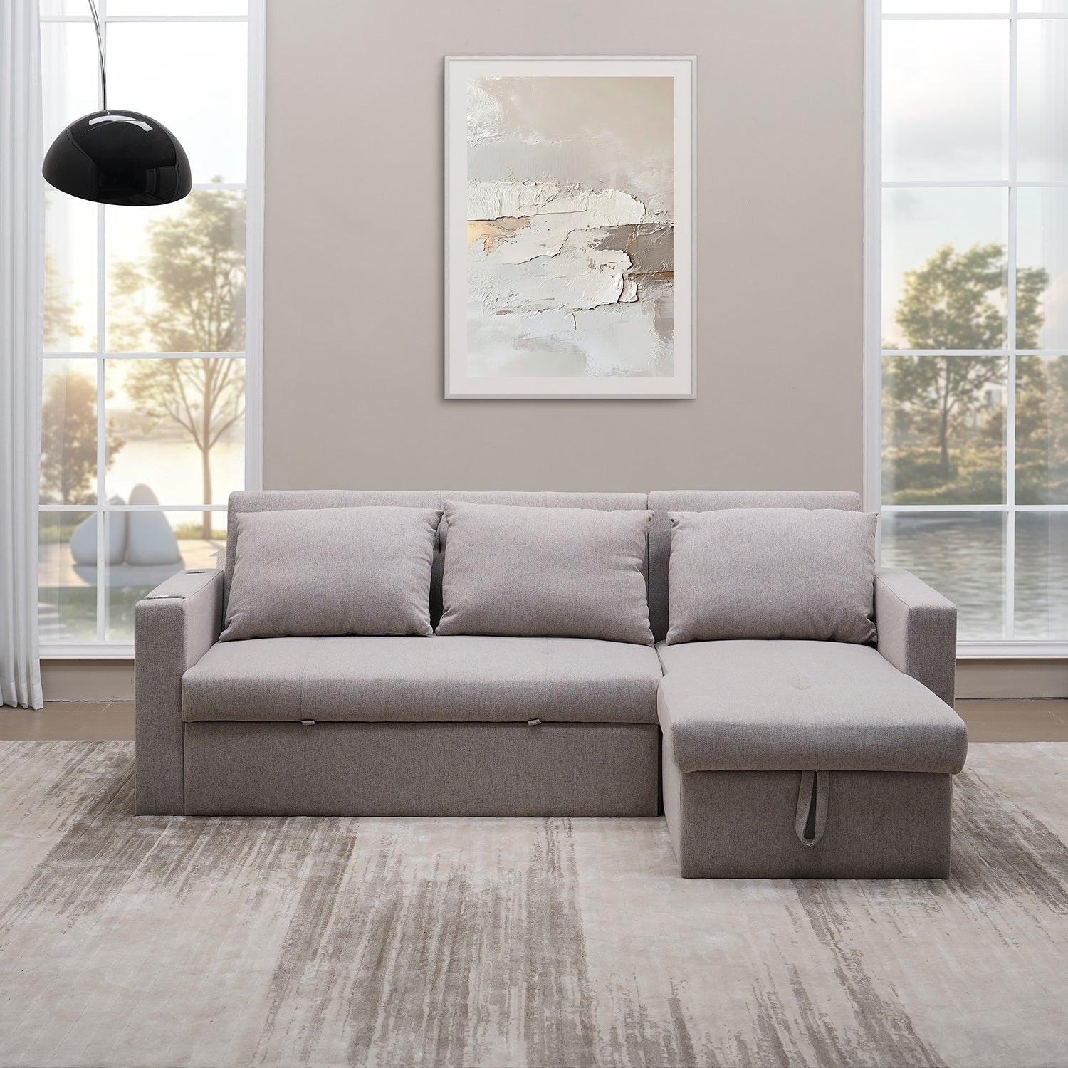 Sala Cama Zoe Lino Gris Plomo