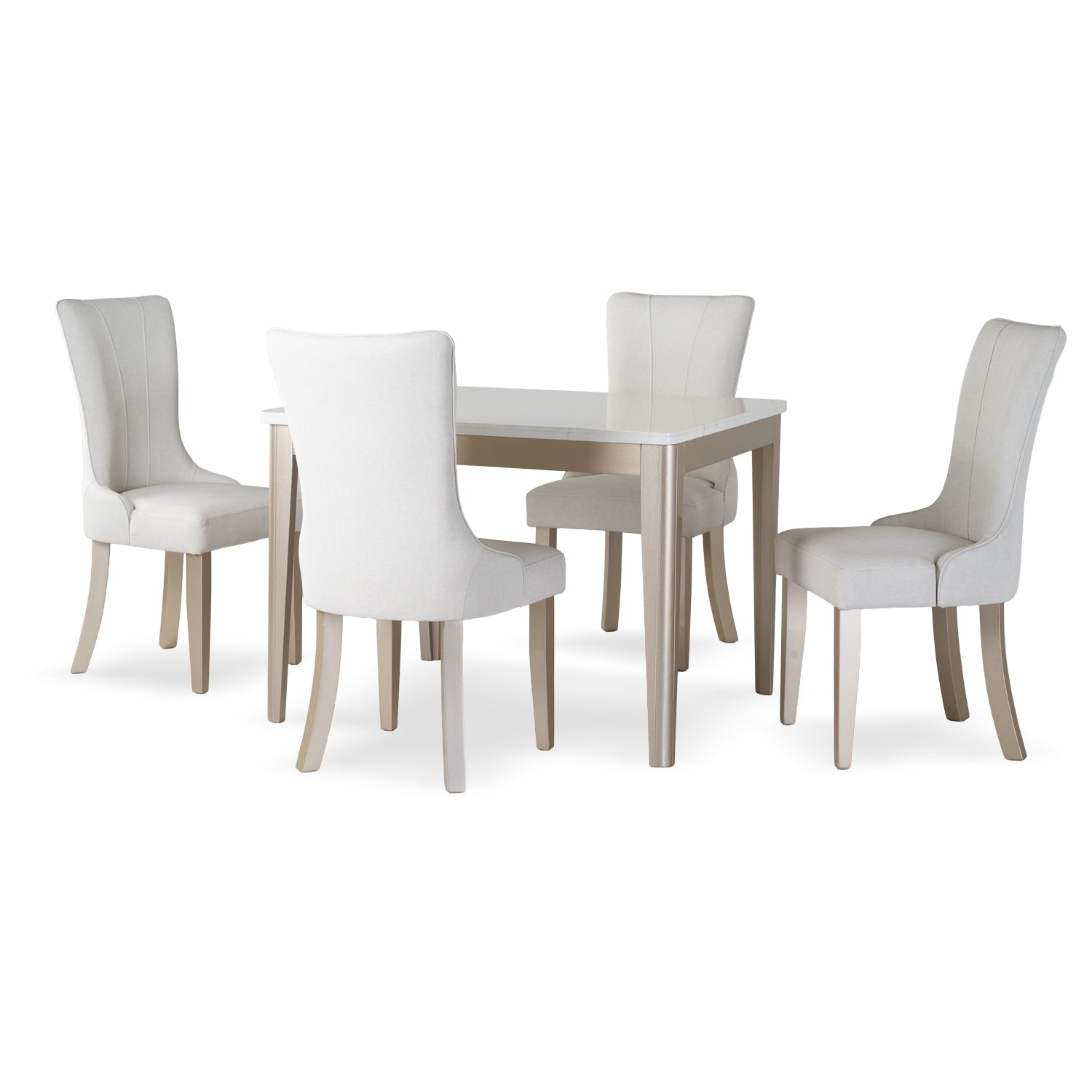 Comedor 4 Puestos Marsella Eurolino Blanco Puro, Champaña