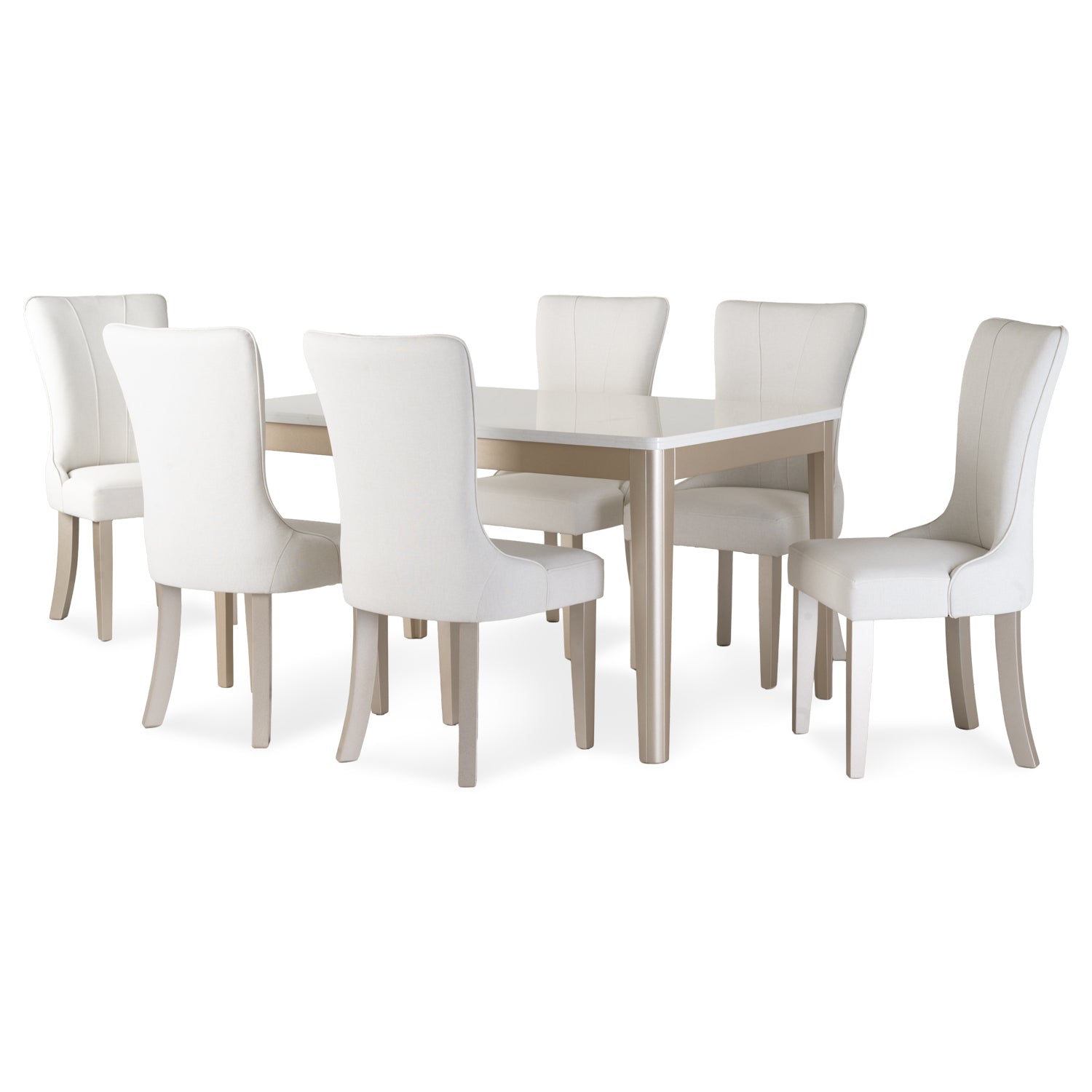 Comedor 6 Puestos Marsella Eurolino Blanco Puro, Champaña