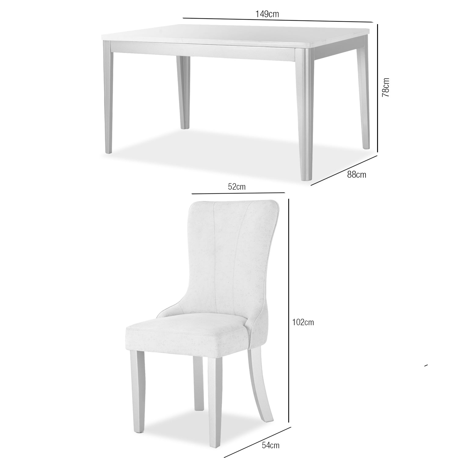 Comedor 6 Puestos Marsella Eurolino Blanco Puro, Champaña