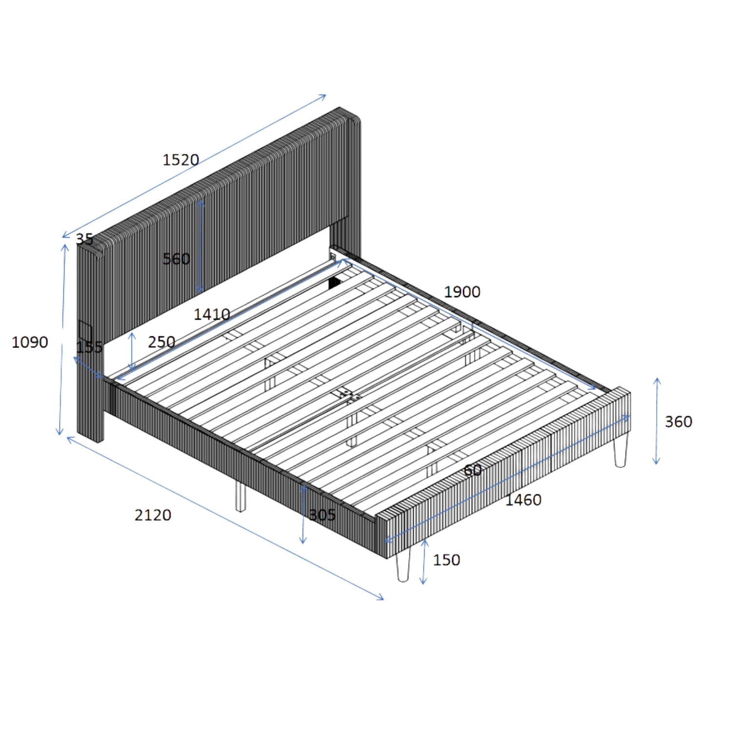 Cama Doble Alicante Crudo