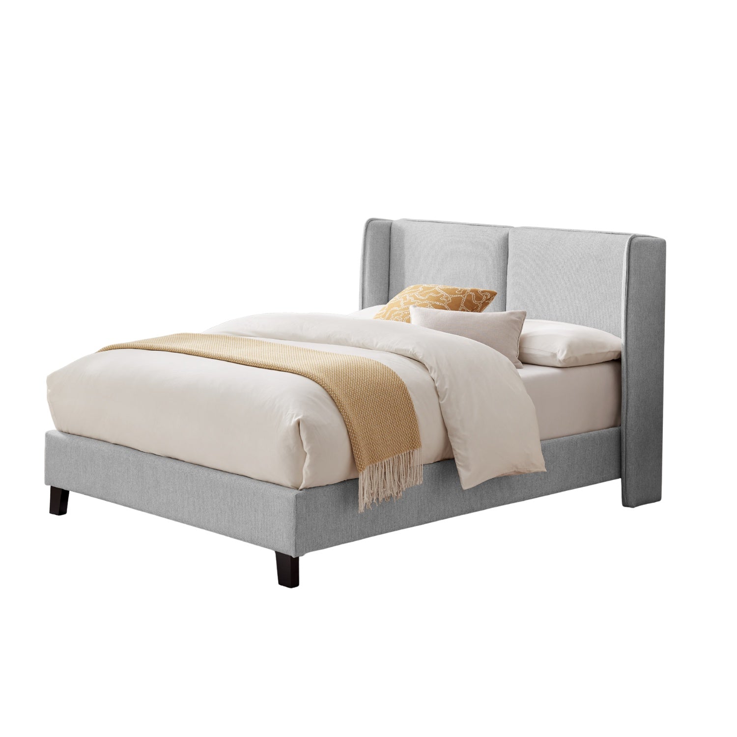 Combo Cama Doble Barcelona Gris + Colchón Berlin Pillow Top