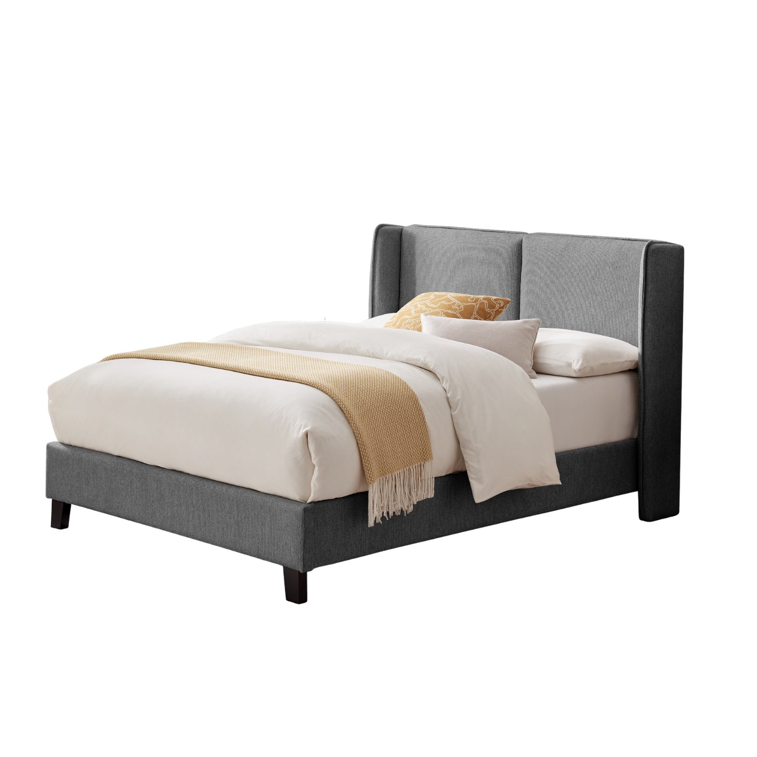 Combo Cama Doble Barcelona Gris Plomo + Colchón Berlin Pillow Top