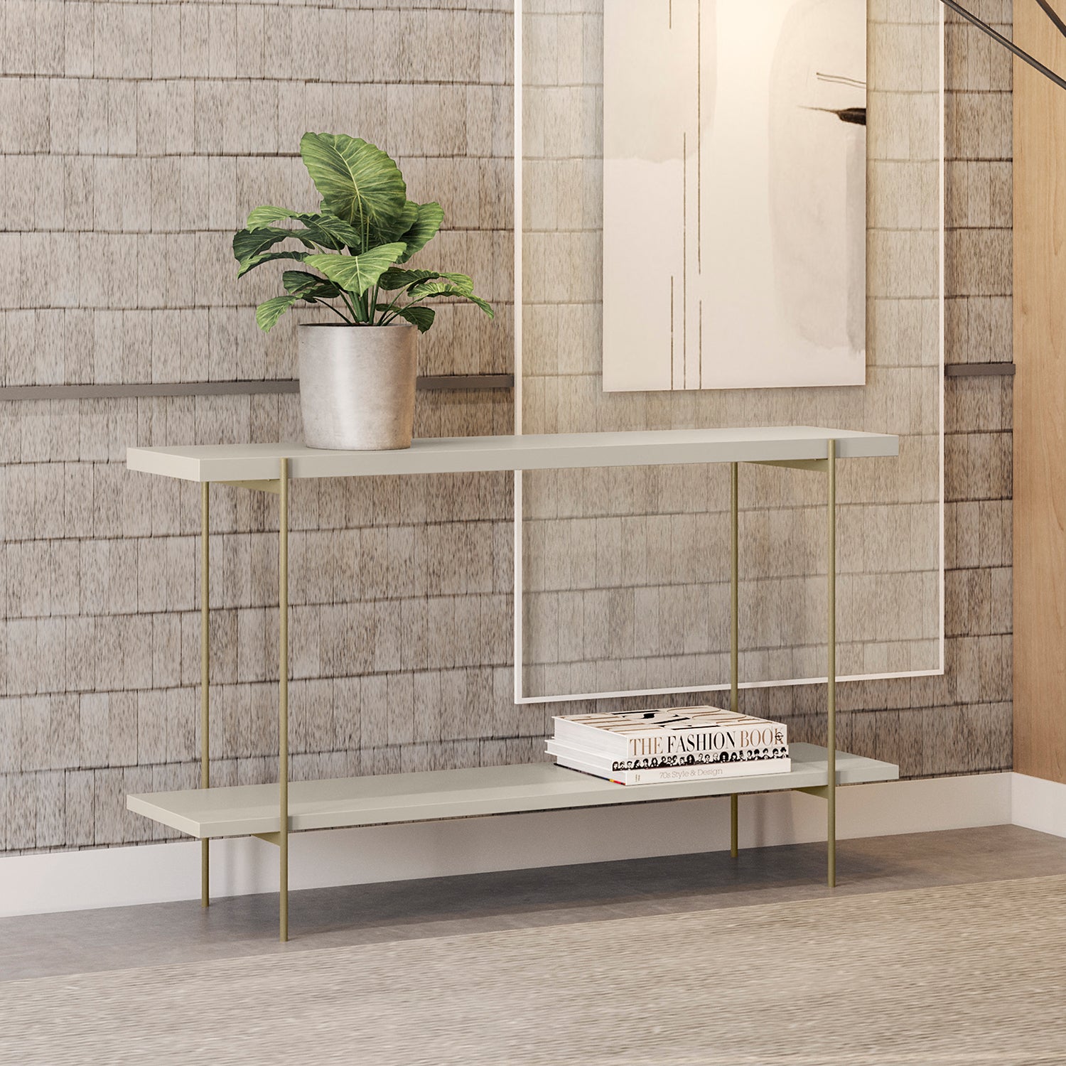 Consola Ash Off White, Champaña