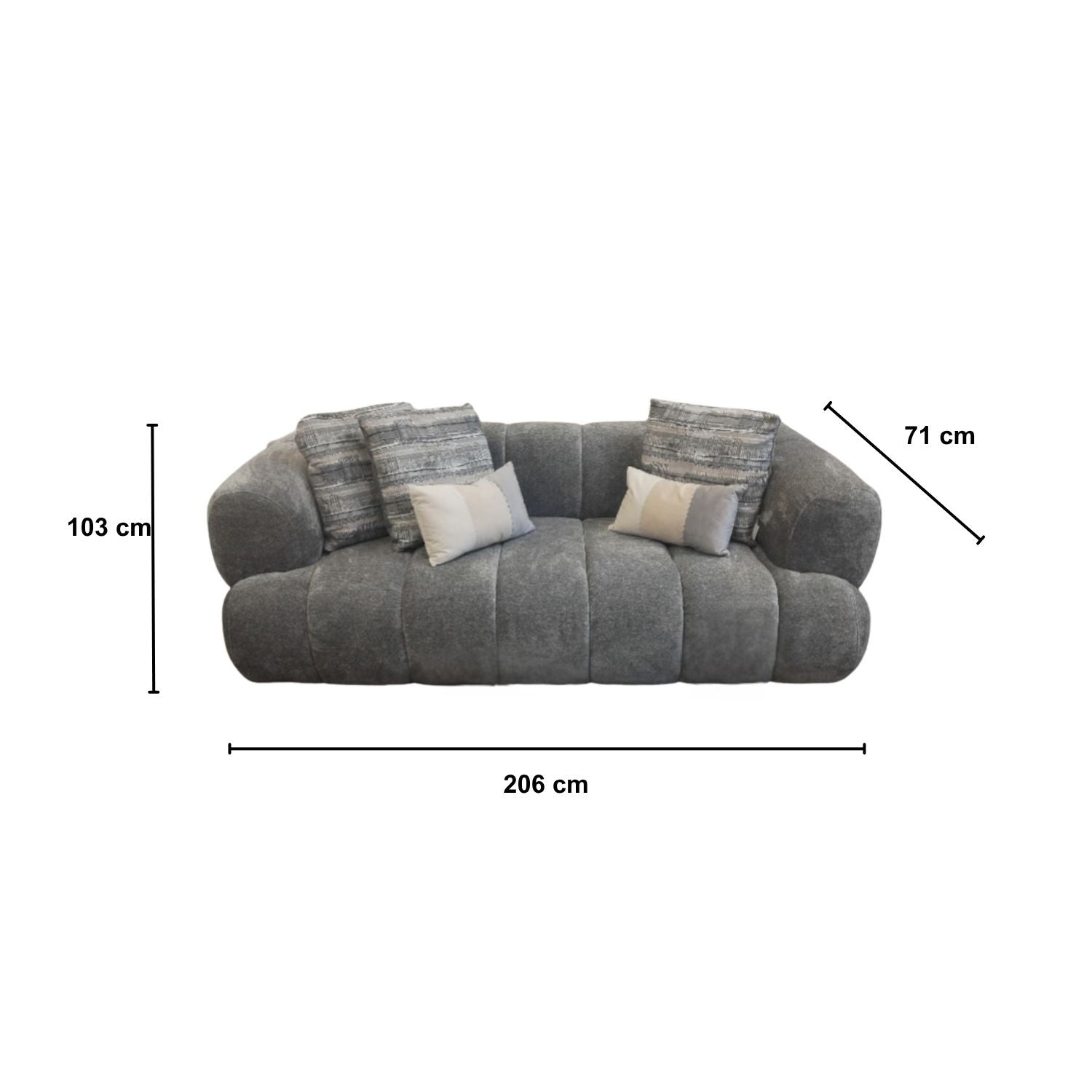 Sofá 3 Puestos Darcy Velvet Gris