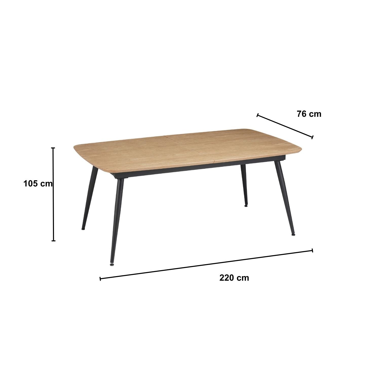 Mesa Comedor 6 Puestos Utah Negra Extensible