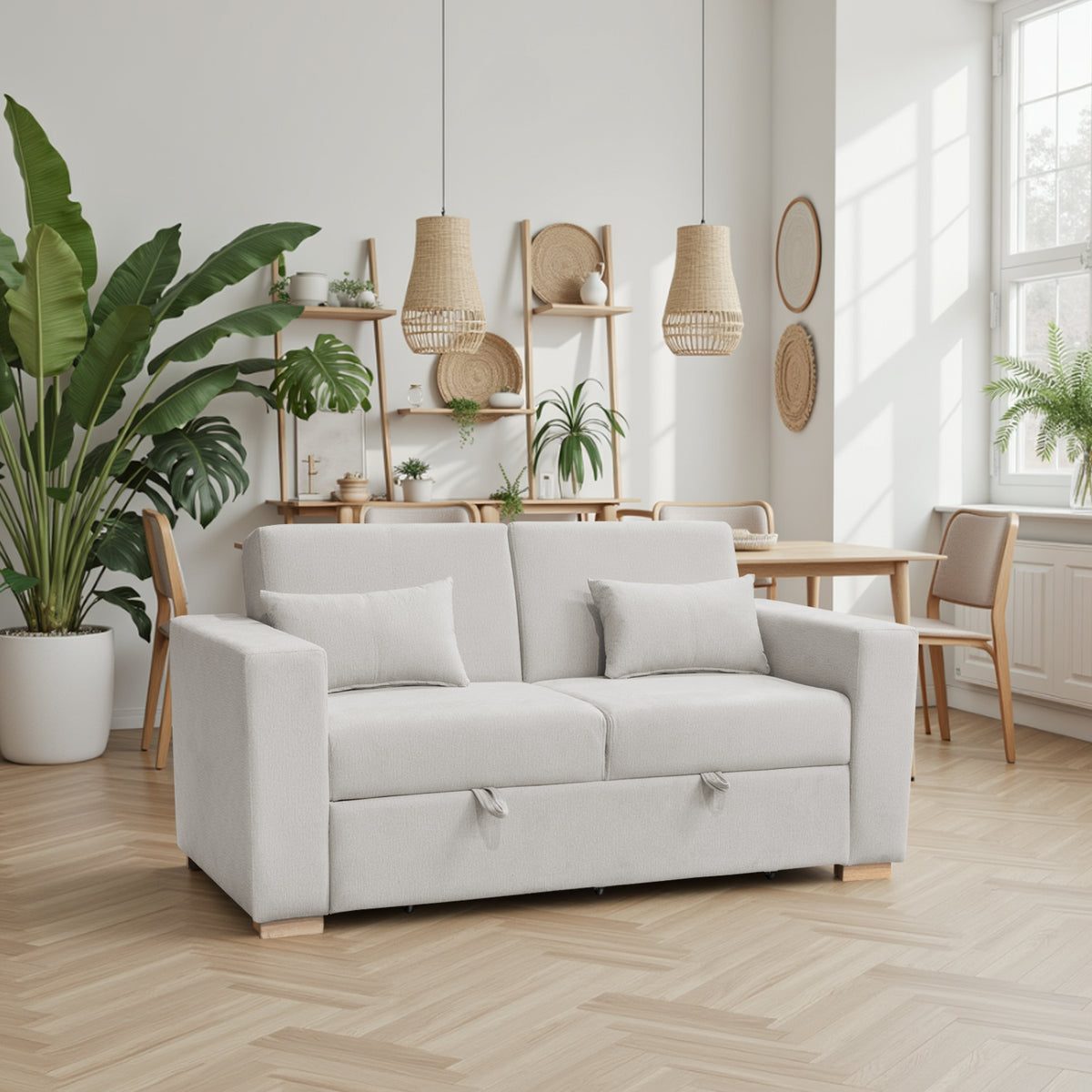 Sofá Cama Viena Lino Verona Beige, Natural 140