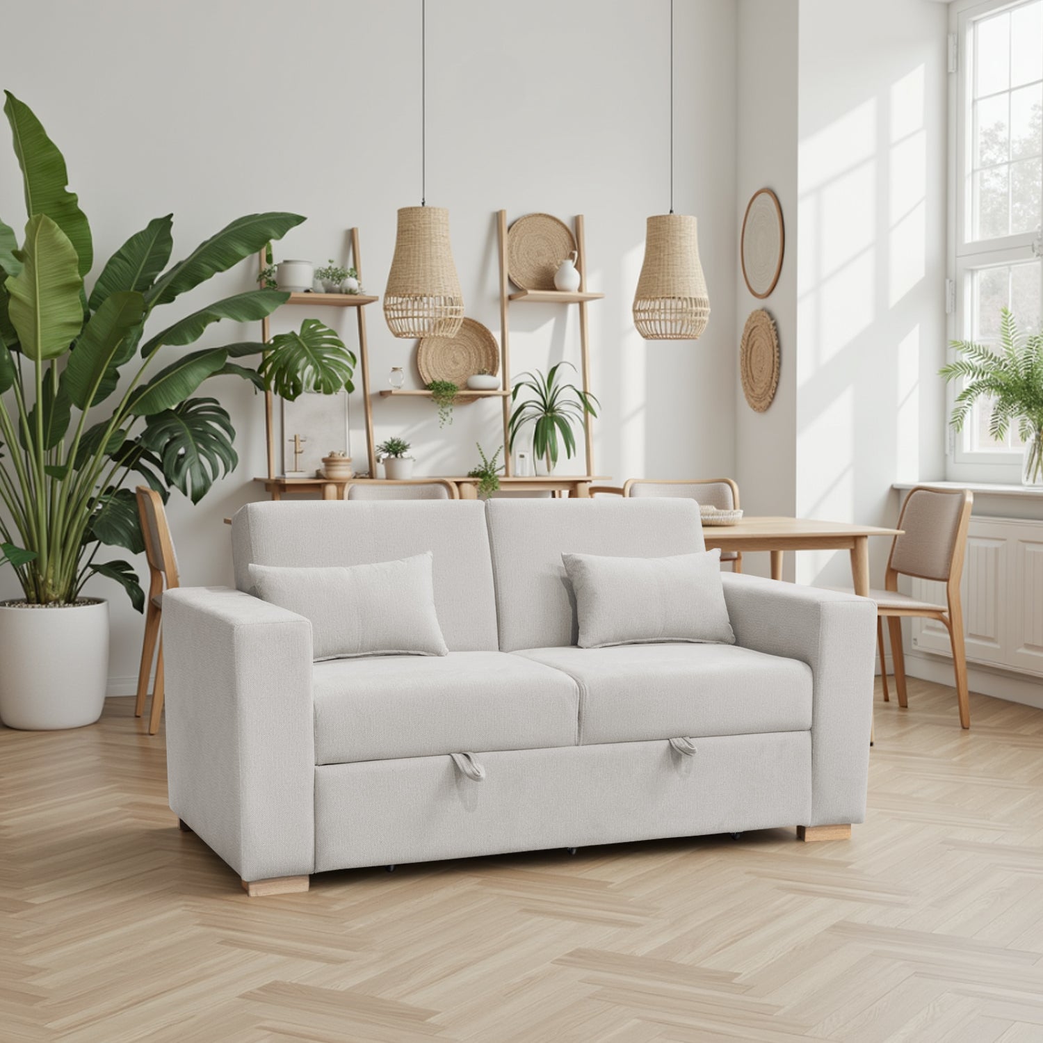 Sofá Cama Viena Lino Verona Beige, Natural 140