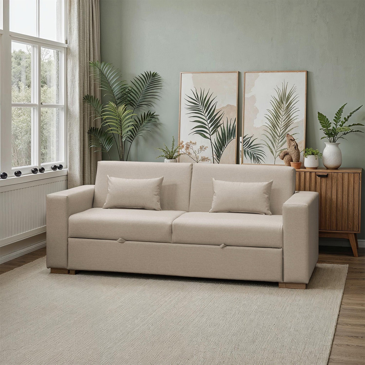 Sofá Cama Viena Eurolino Marbella Marfil, Natural 160