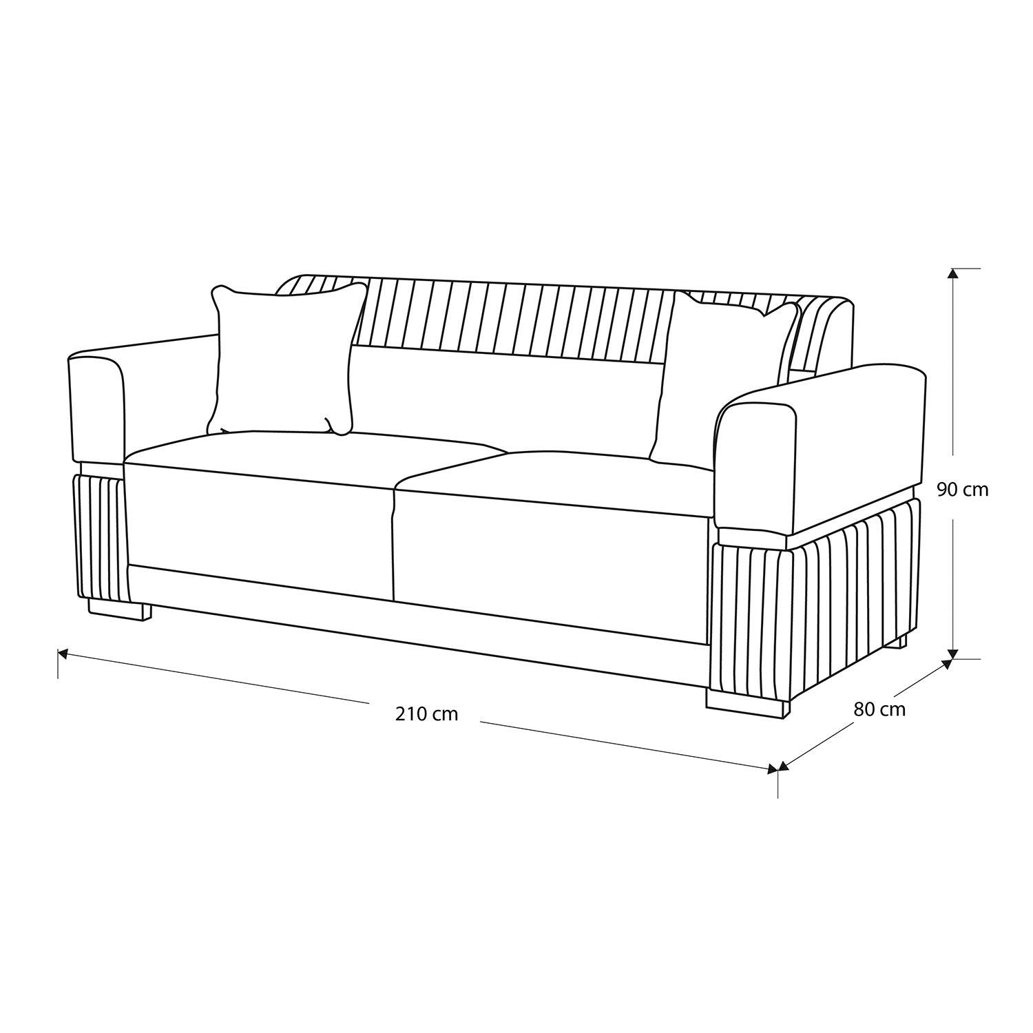 Sofá 3 Puestos Dhara Eurolino Blanco, Champaña Brazo Desmontable