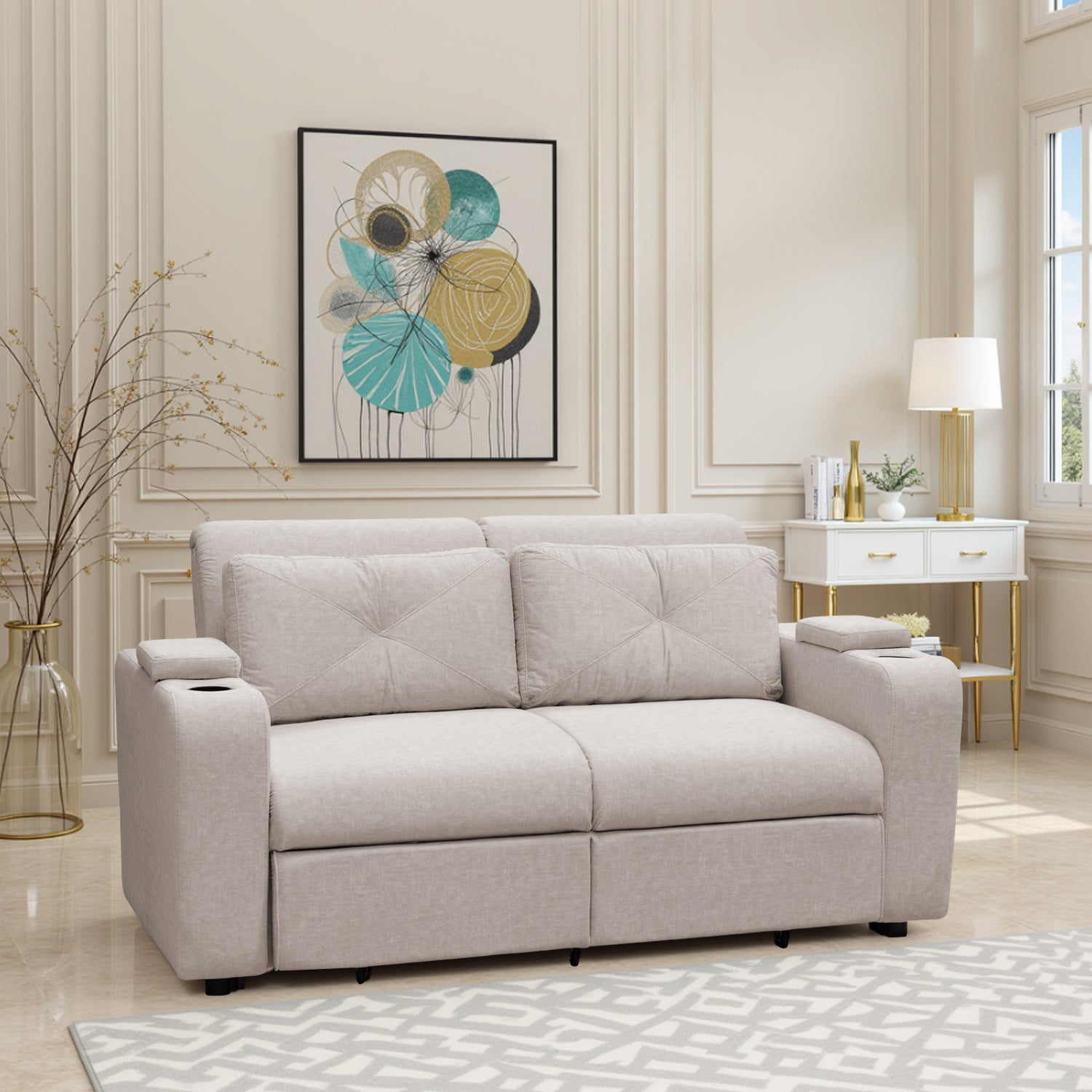 Sofá Cama Boston Velvet Idilio Beige