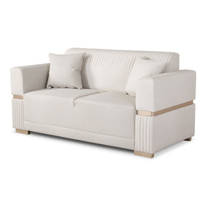 Sofá 2 Puestos Dhara Eurolino Blanco, Champaña Brazo Desmontable