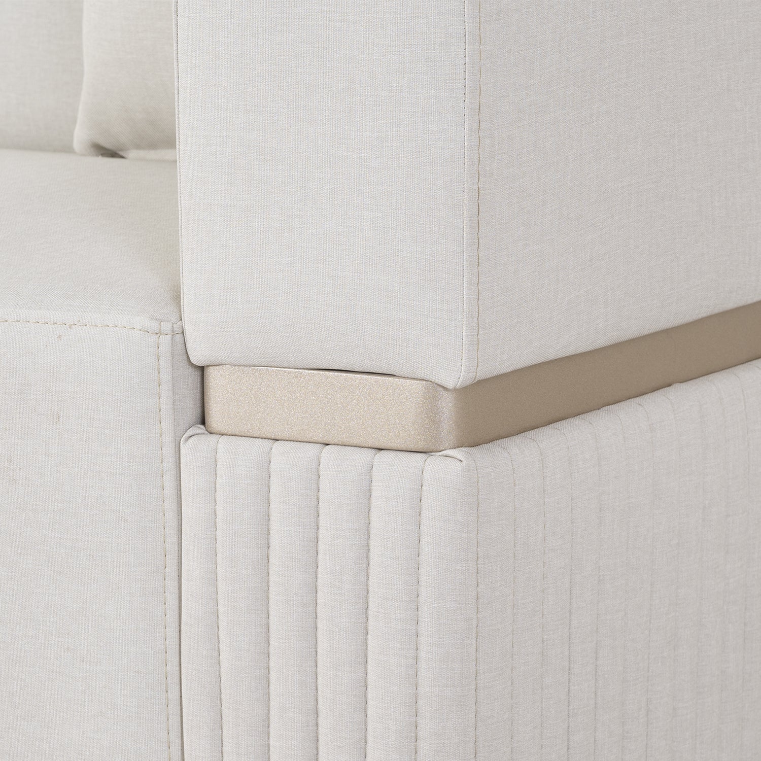 Sofá 2 Puestos Dhara Eurolino Blanco, Champaña Brazo Desmontable