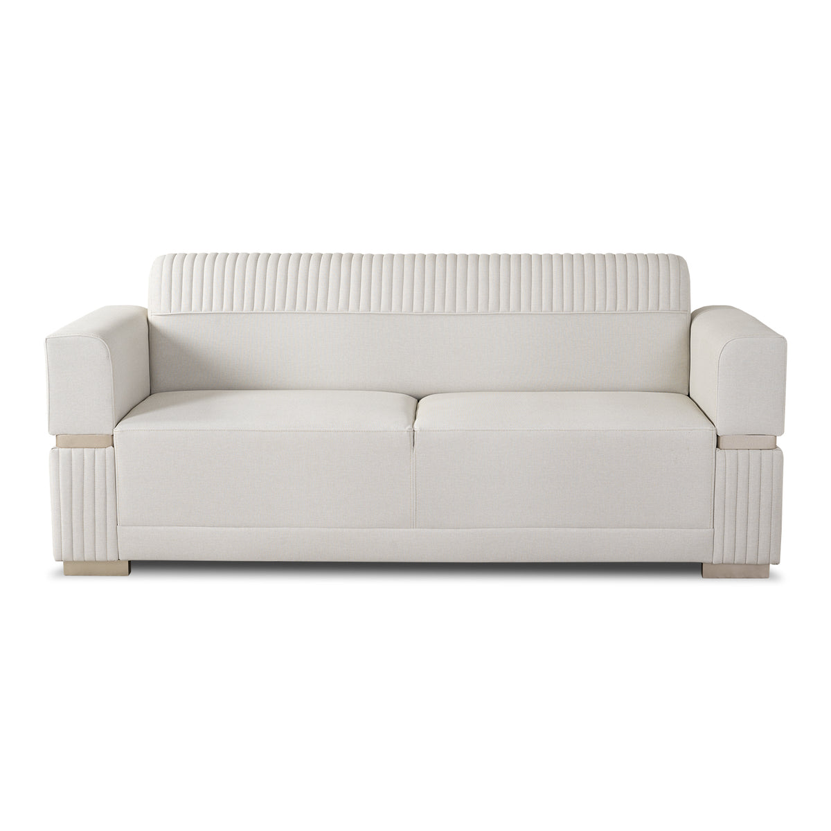 Sofá 3 Puestos Dhara Eurolino Blanco, Champaña Brazo Desmontable
