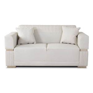 Sofá 2 Puestos Dhara Eurolino Blanco, Champaña Brazo Desmontable
