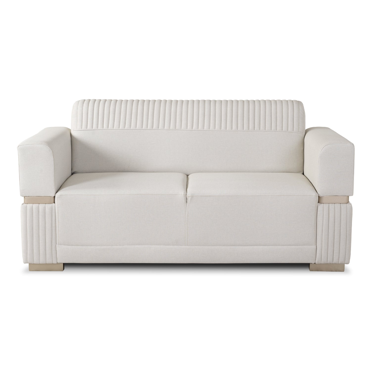Sofá 2 Puestos Dhara Eurolino Blanco, Champaña Brazo Desmontable