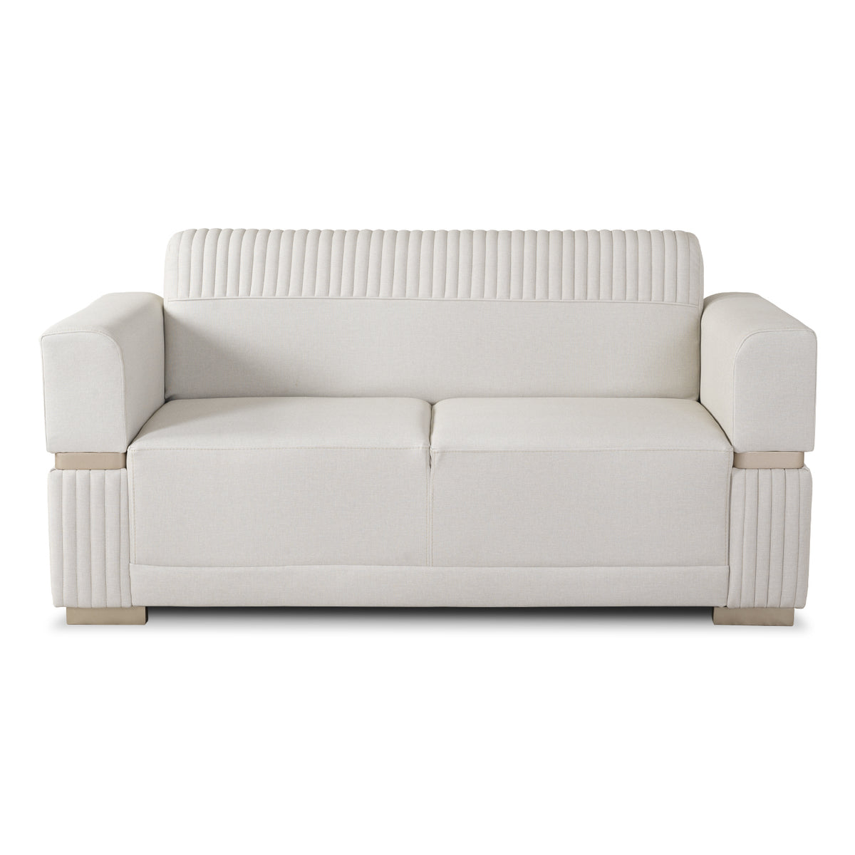 Sofá 2 Puestos Dhara Eurolino Blanco, Champaña Brazo Desmontable