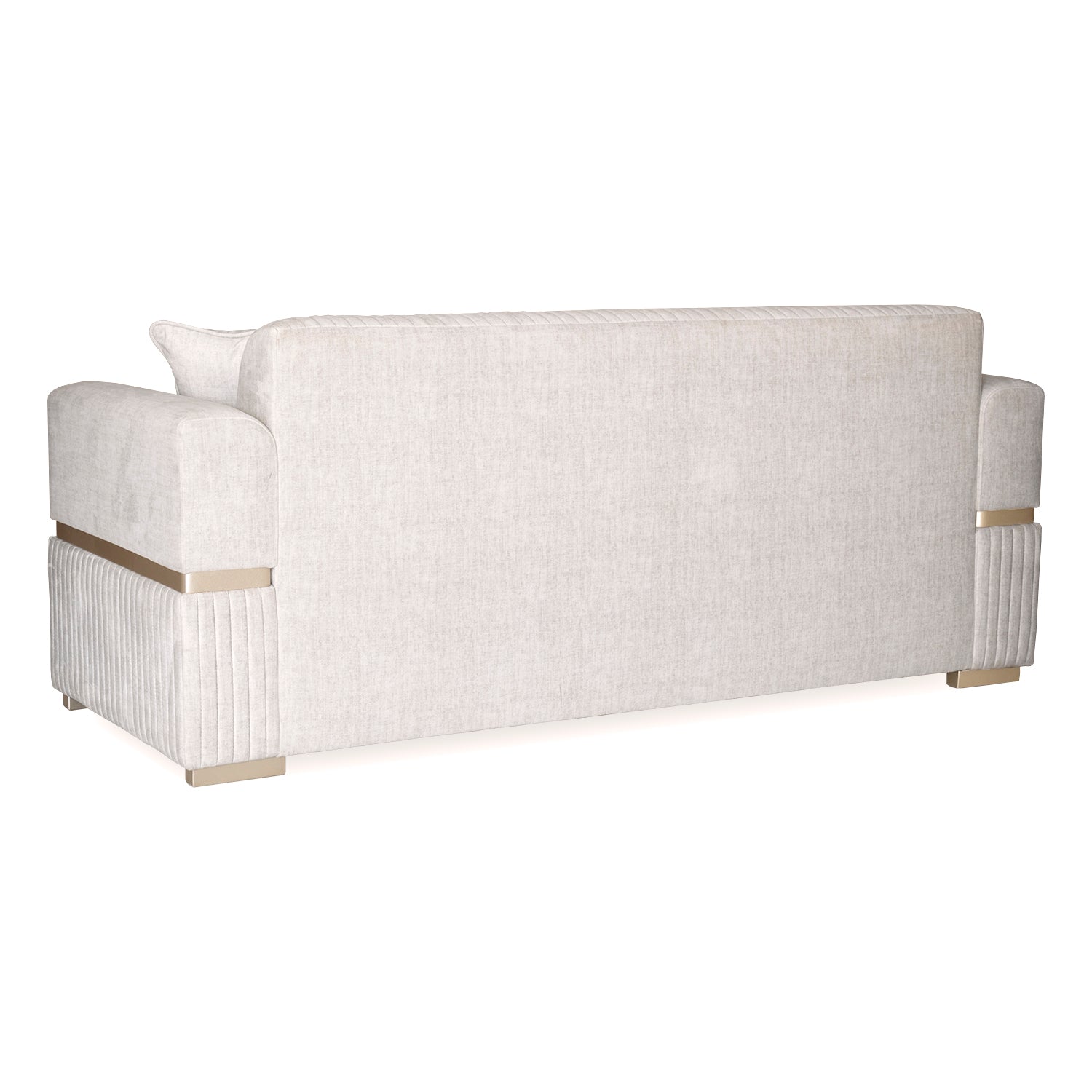 Sofá 3 Puestos Dhara Velvet Atlas Marmol, Champaña Brazo Desmontable