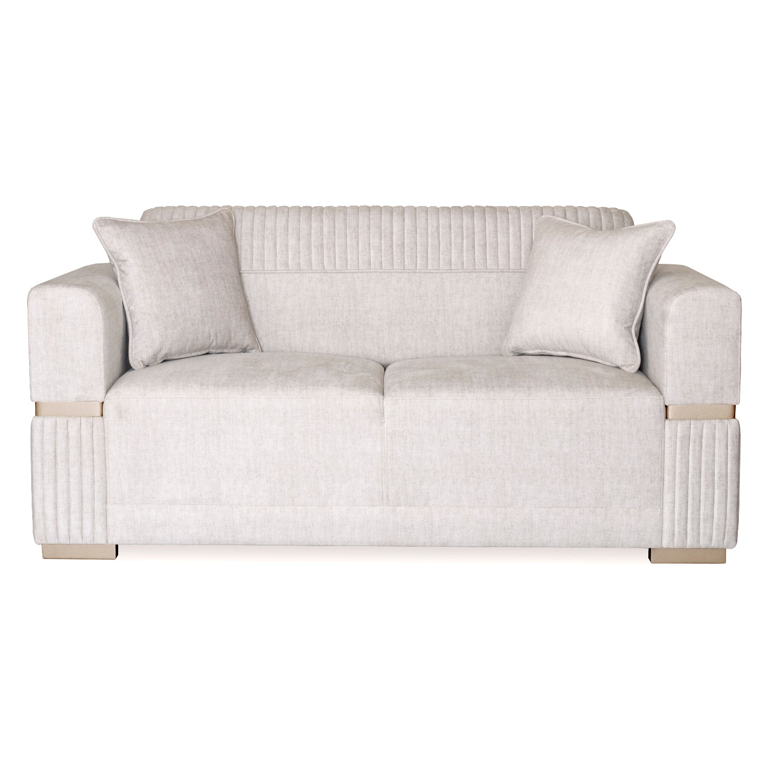 Sofá 2 Puestos Dhara Velvet Atlas Marmol, Champaña Brazo Desmontable