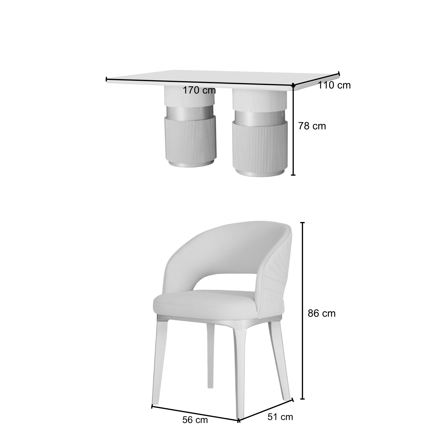 Comedor 6 Puestos Lexus Velvet Siena Marfil Cambra Arena, Champaña