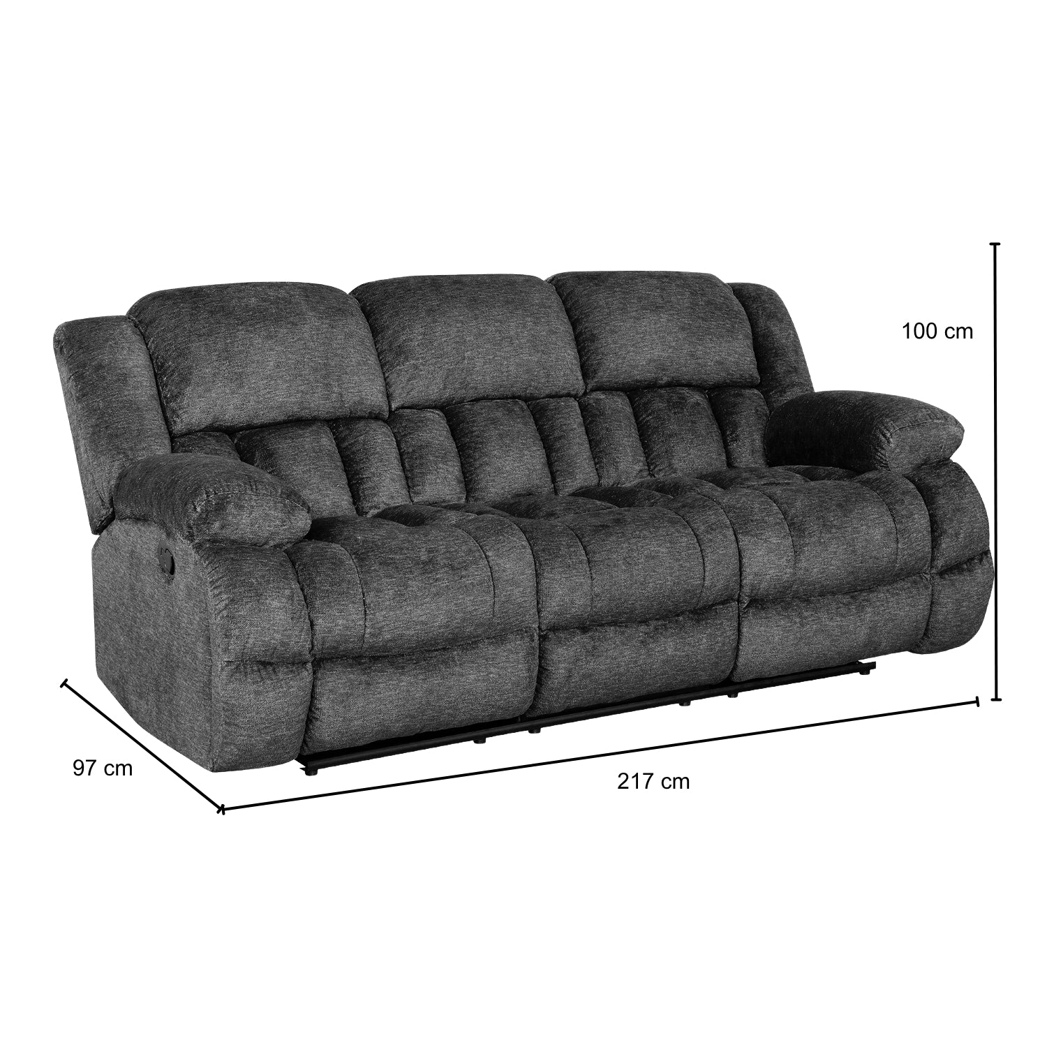 Sofa Reclinable 3 Puestos Alky Chenille Gris