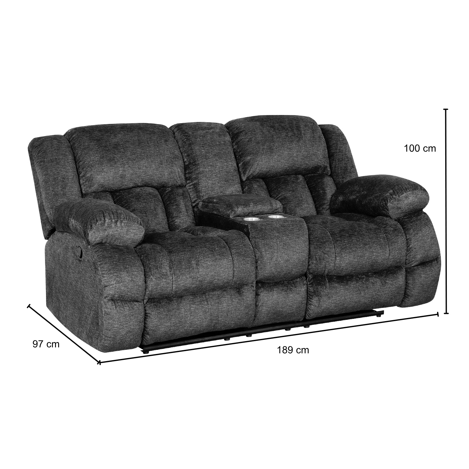 Sofa Reclinable 2 Puestos Alky Chenille Gris