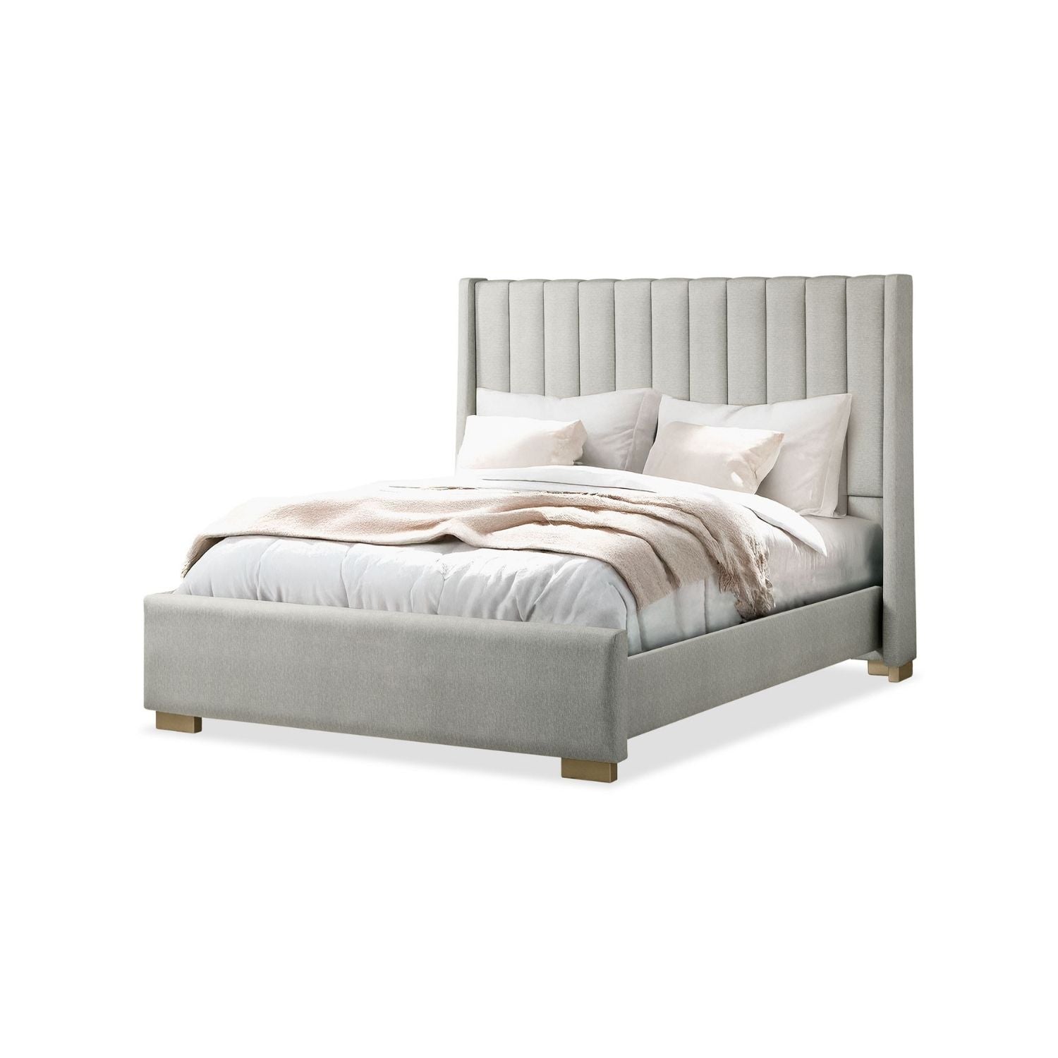 Cama Doble Harrison Eurolino Plata Champaña.