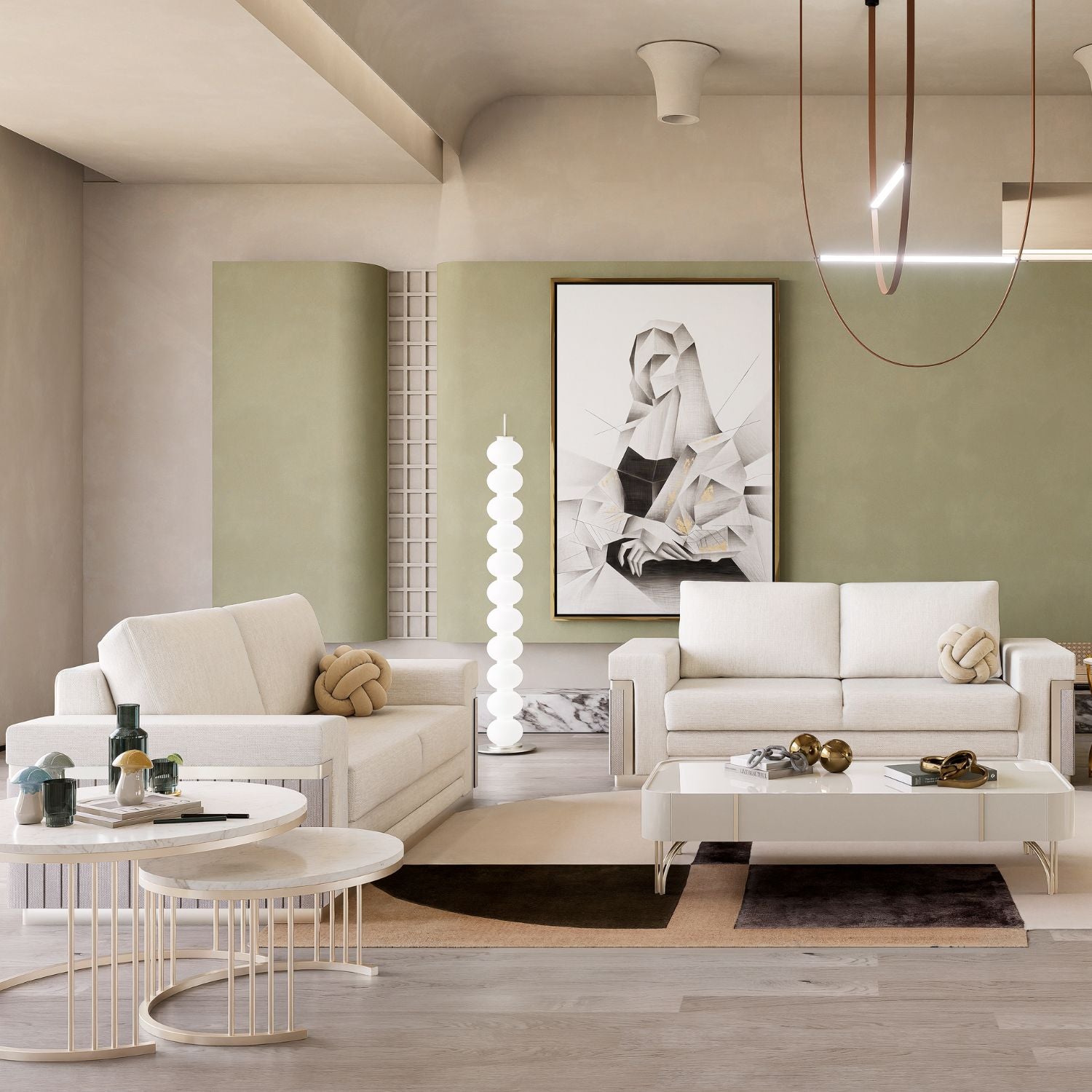 Mesa De Centro 80 Owen Marmol, Champaña