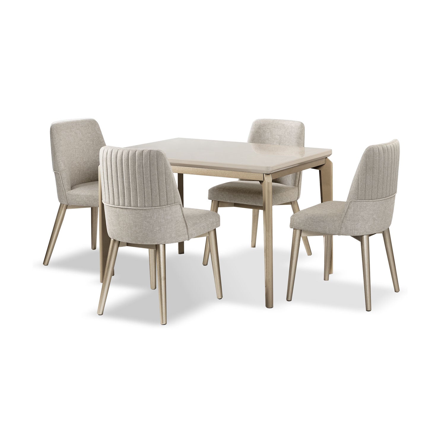 Comedor 4 Puestos Bonn Velvet Idilio Beige, Champaña