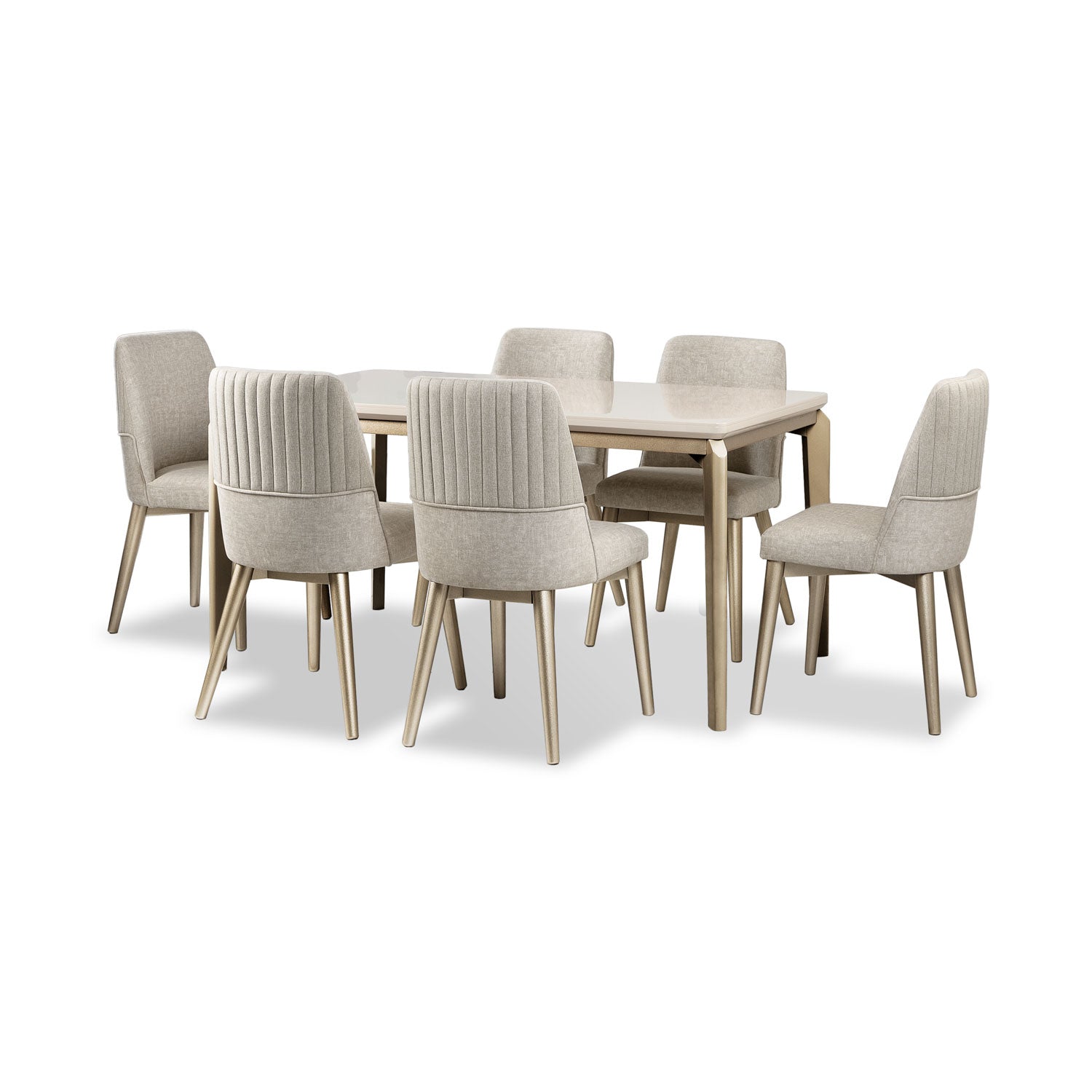 Comedor 6 Puestos Bonn Velvet Idilio Beige, Champaña