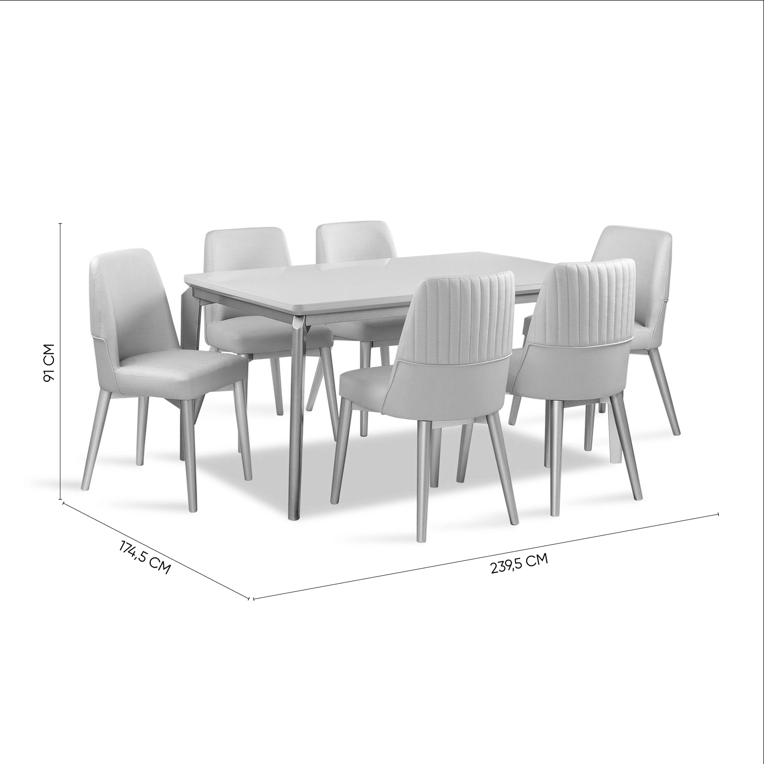 Comedor 6 Puestos Bonn Velvet Idilio Beige, Champaña