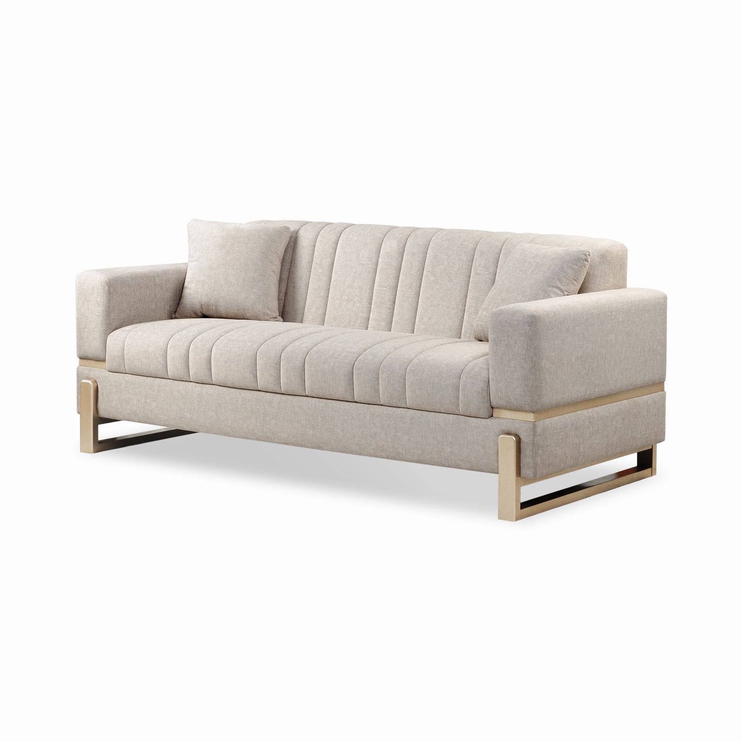 Sofá 3 Puestos Bonn Velvet Idilio Beige, Champaña