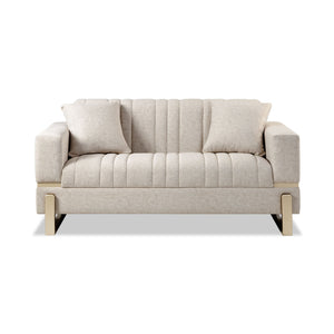 Sofá 2 Puestos Bonn Velvet Idilio Beige, Champaña