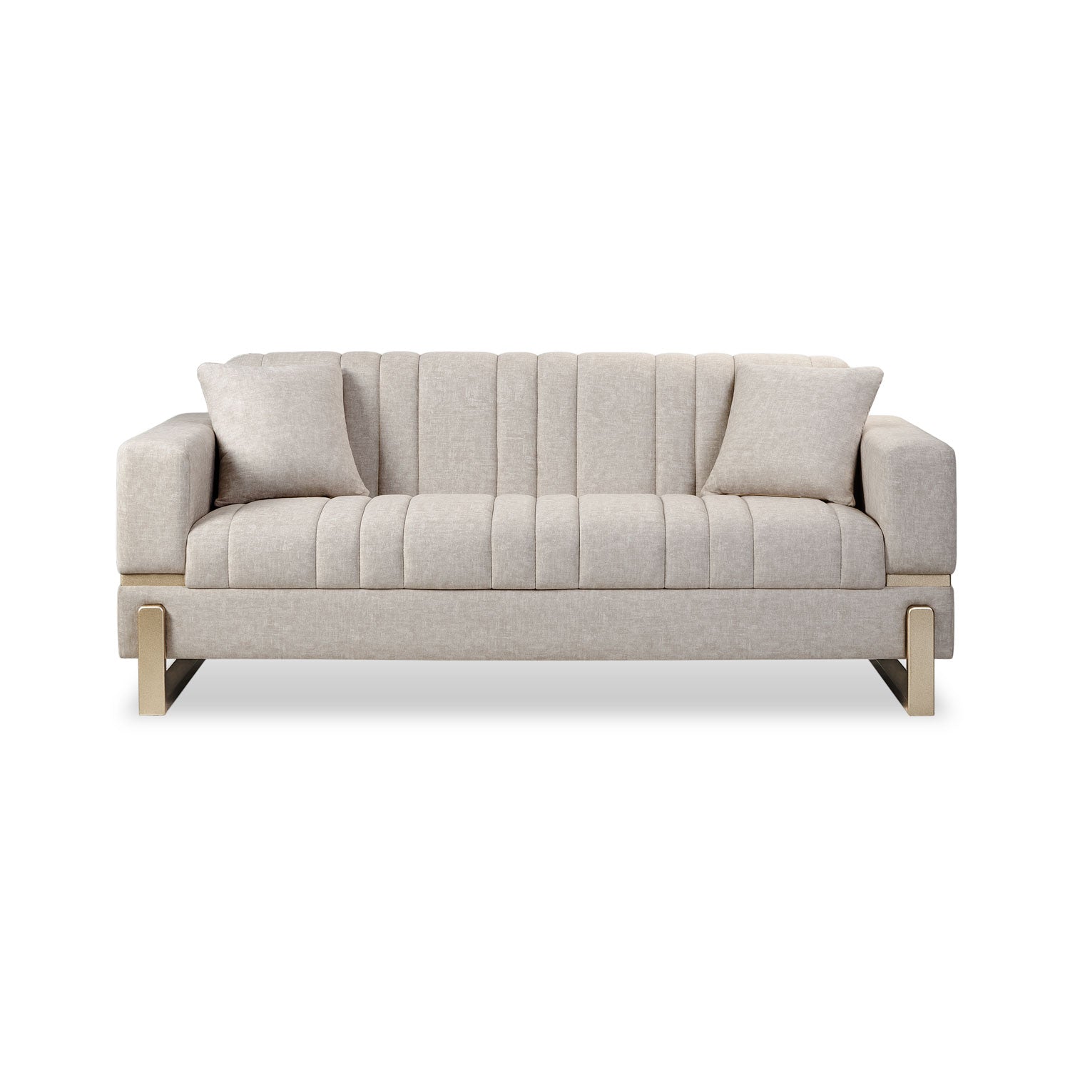 Sofá 3 Puestos Bonn Velvet Idilio Beige, Champaña